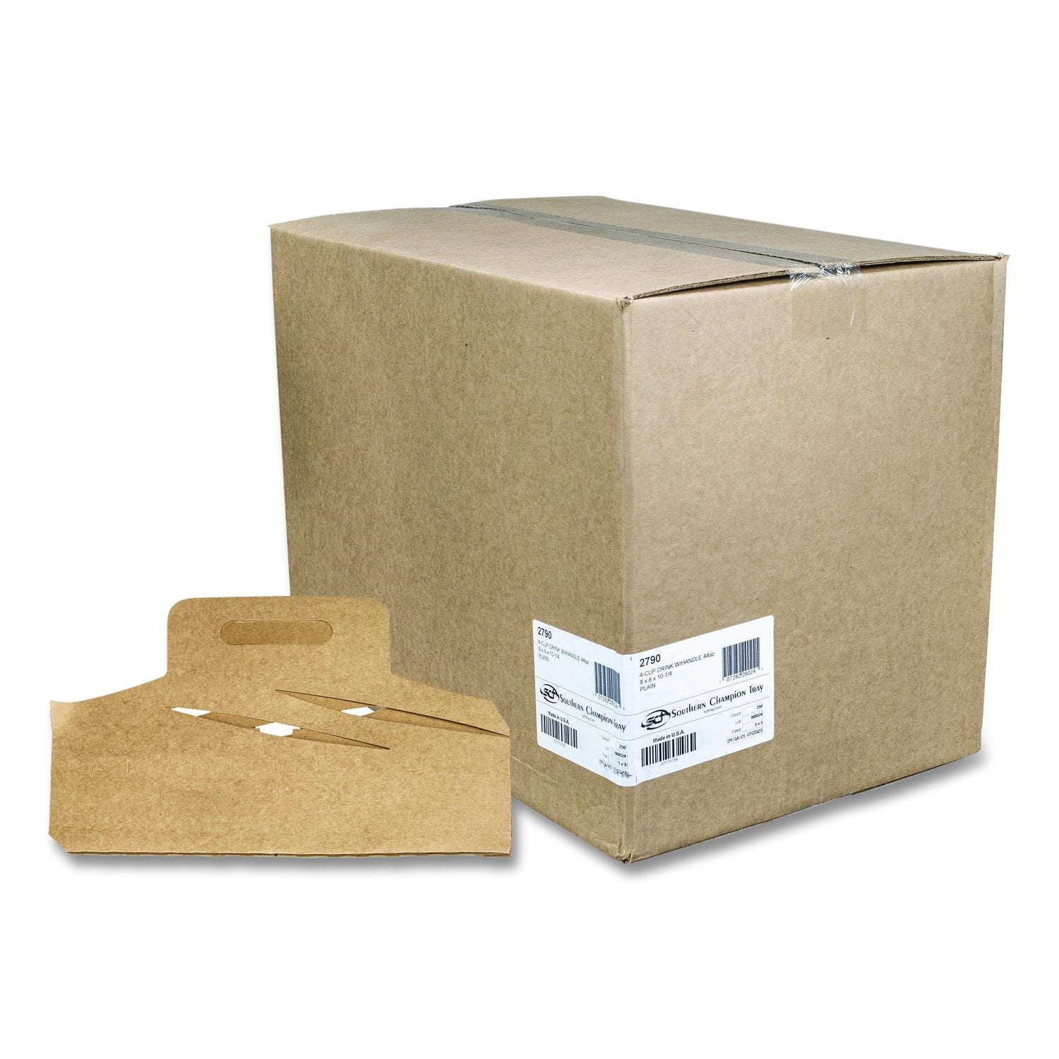 4-Corner Pop-Up Food And Drink Trays, 4 Compartments, 8 X 10.25 X 8, Brown, 250/Carton