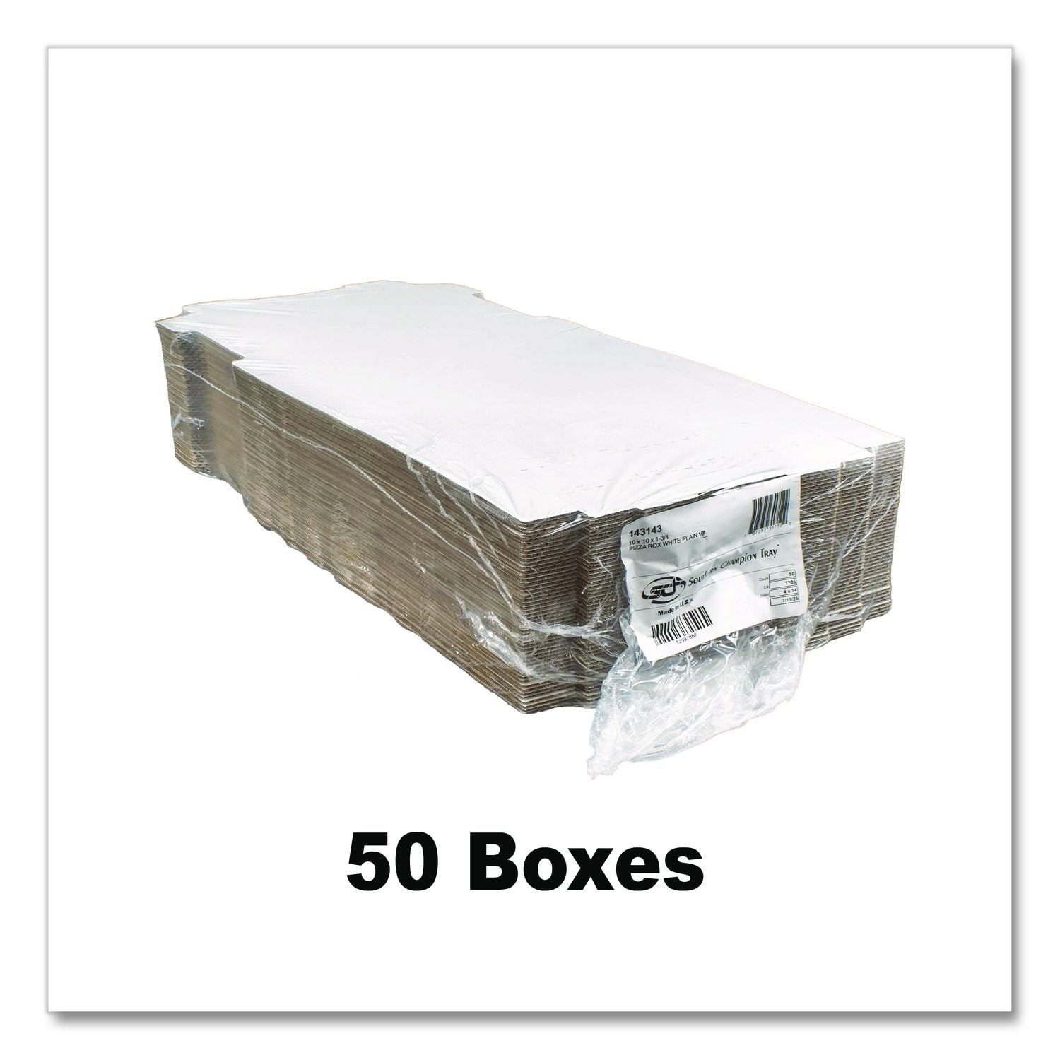 Lock-Corner Pizza Boxes, 10 X 10 X 1.75, White, Paper, 50/Carton