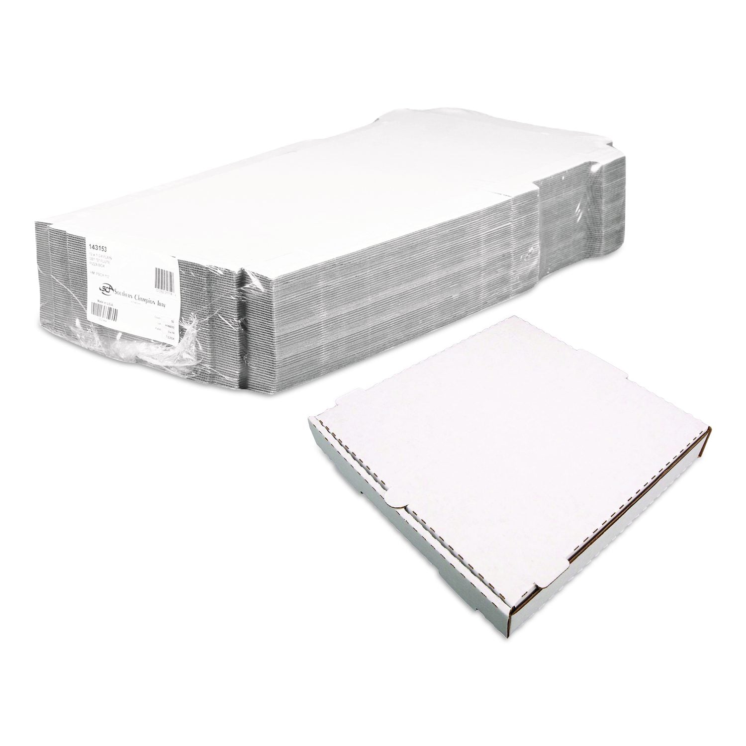 Lock-Corner Pizza Boxes, 12 X 12 X 1.75, White/Kraft, Paper, 50/Carton