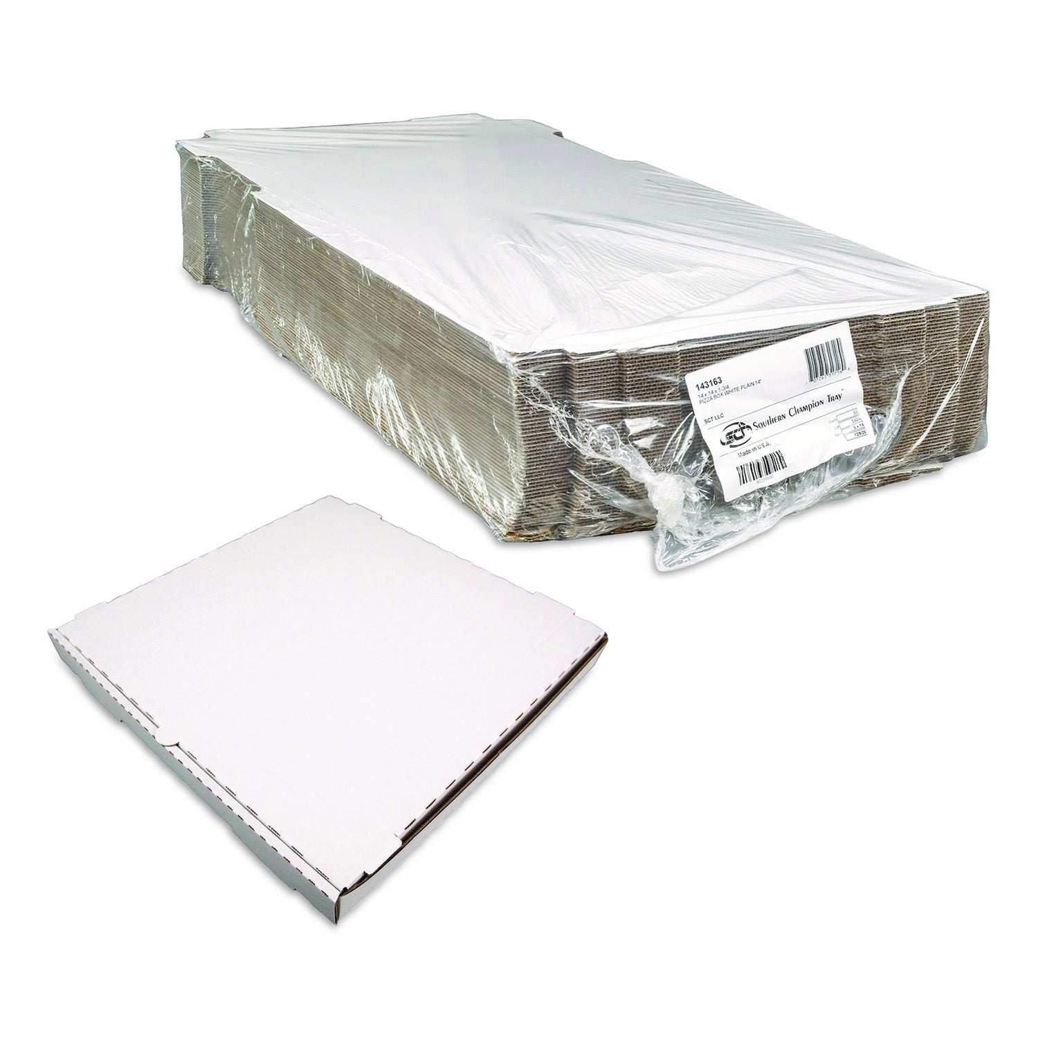 Lock-Corner Pizza Boxes, 14 X 14 X 1.75, White/Kraft, Paper, 50/Carton