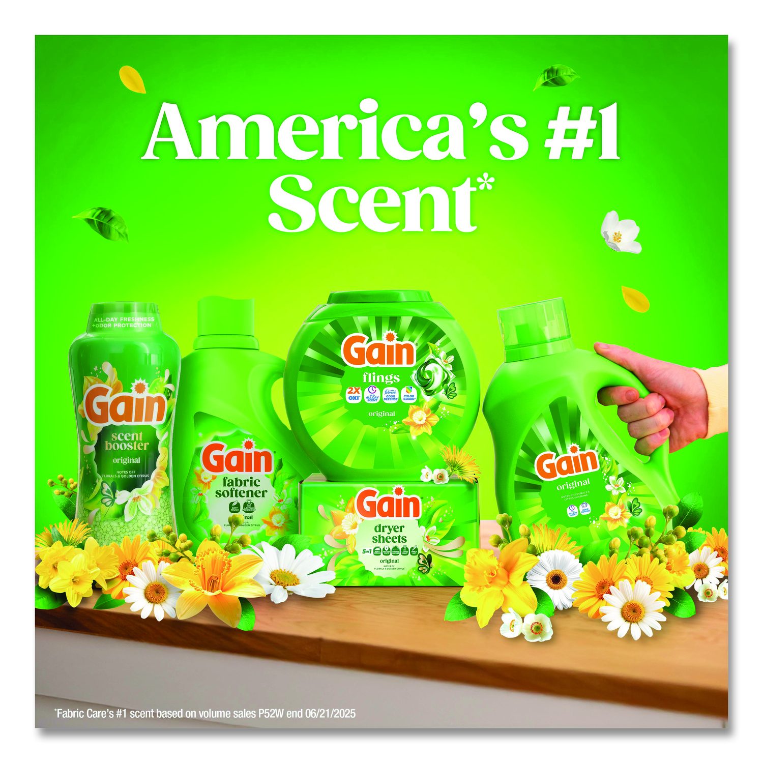Liquid Laundry Detergent, Gain Original Scent, 41 Oz Bottle, 6/Carton