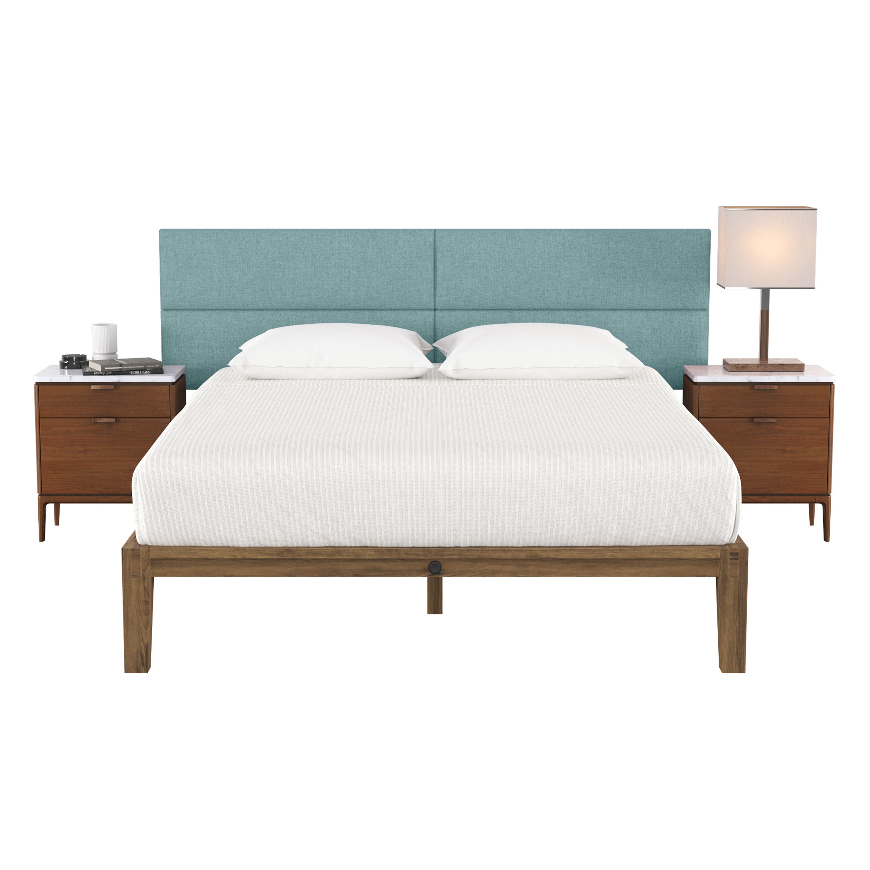 Jaxx Panelist Modern Padded Headboard – Set of 4 Wall Mounted Panels - King, Surf Turquoise Microvelvet