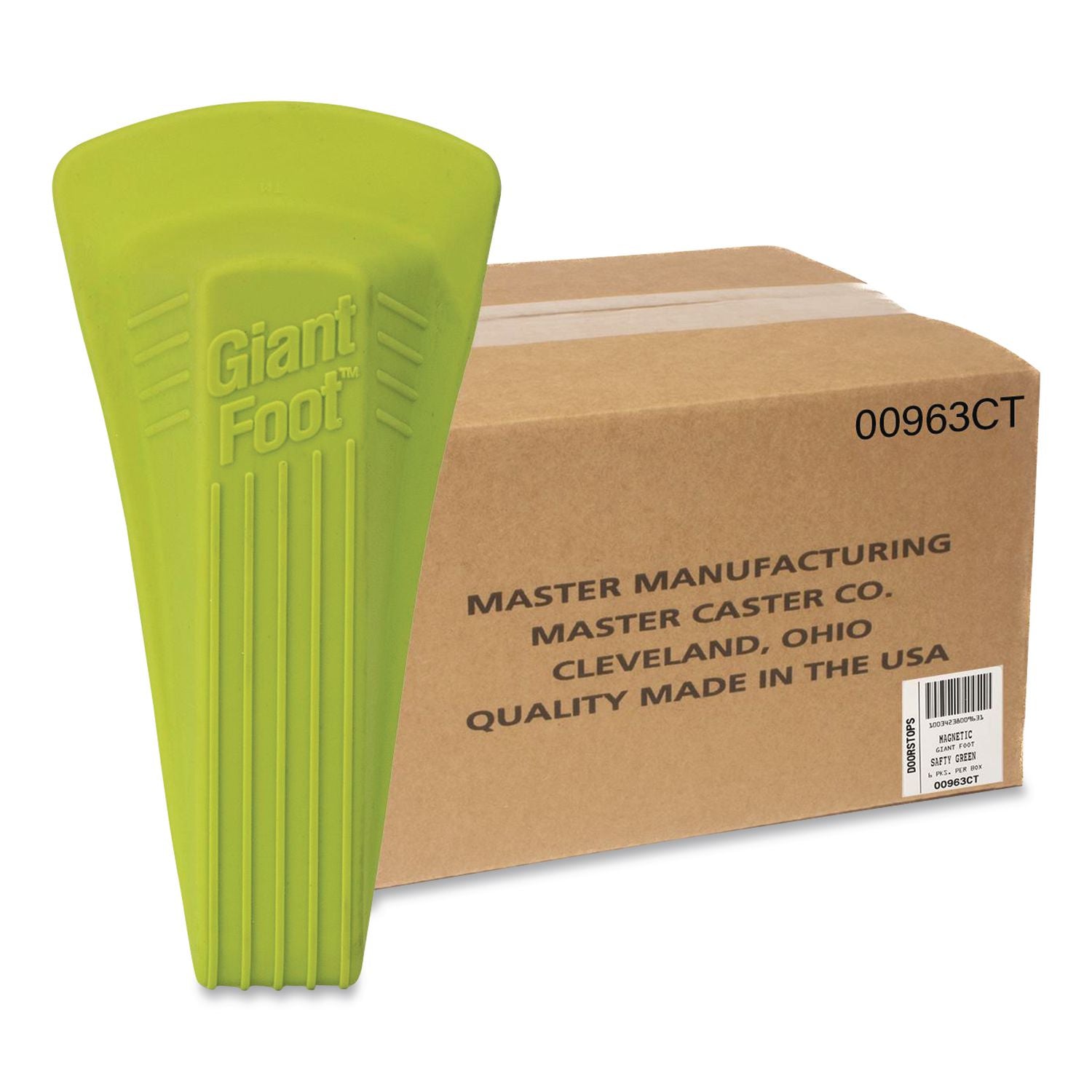 Giant Foot Doorstop, Safety Green, 6/Carton