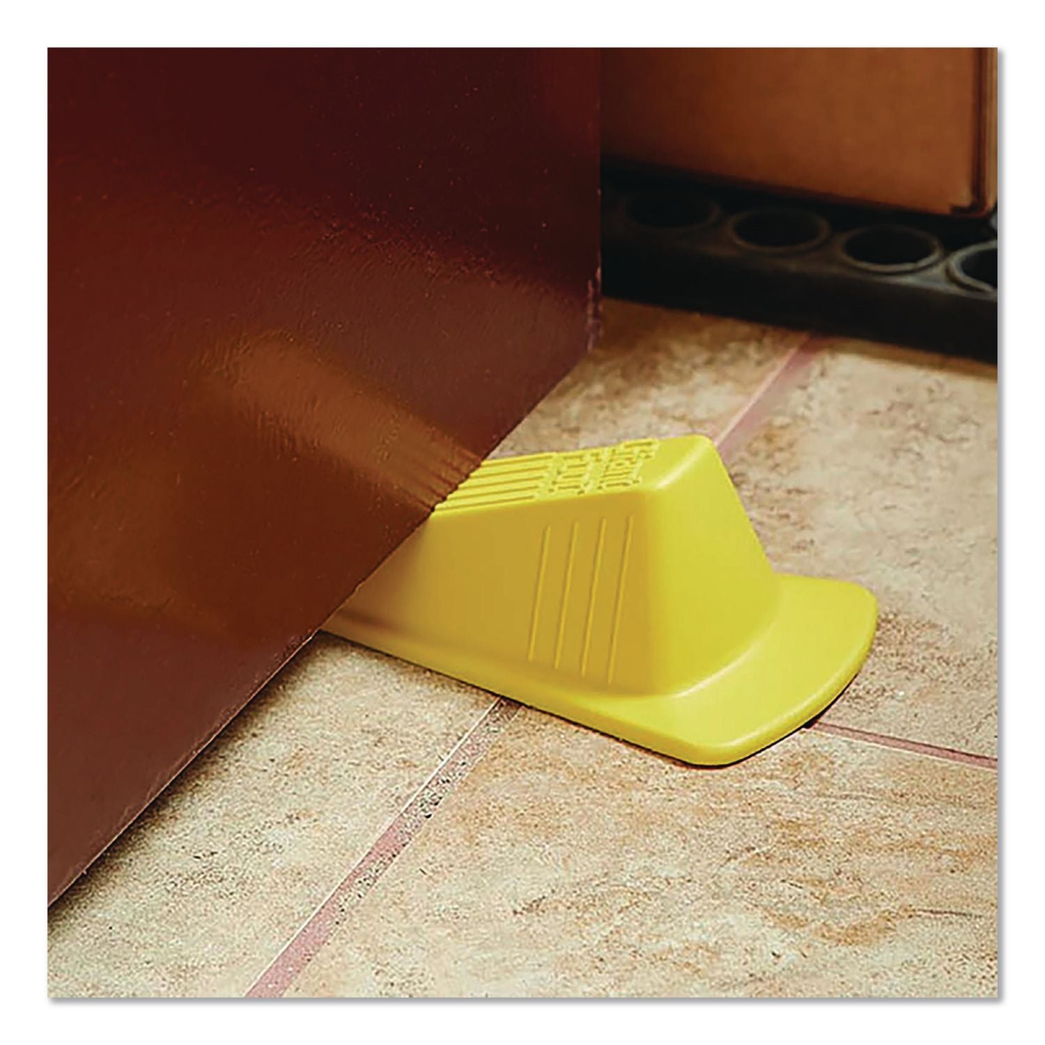 Giant Foot Doorstop, Wedge, Neon Yellow, 6/Carton