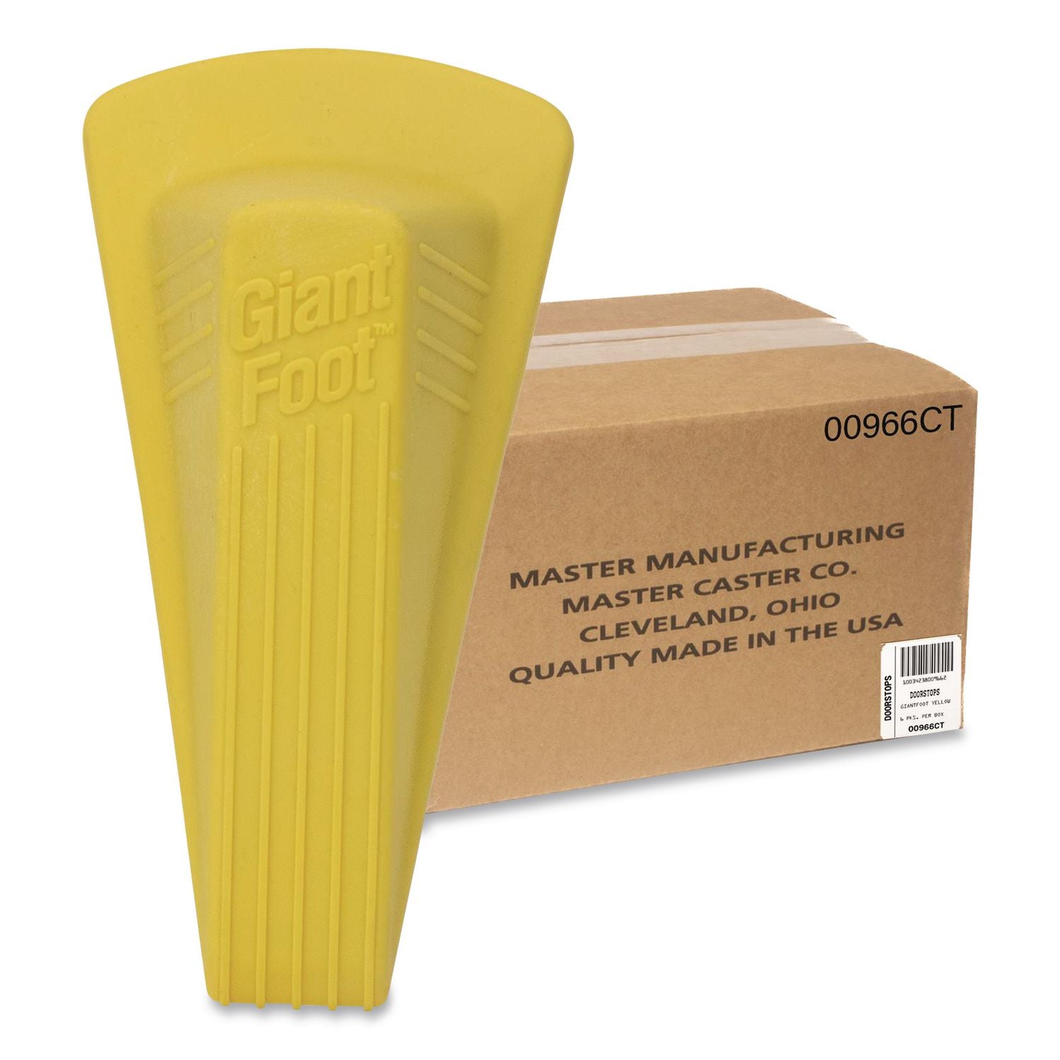 Giant Foot Doorstop, Wedge, Neon Yellow, 6/Carton