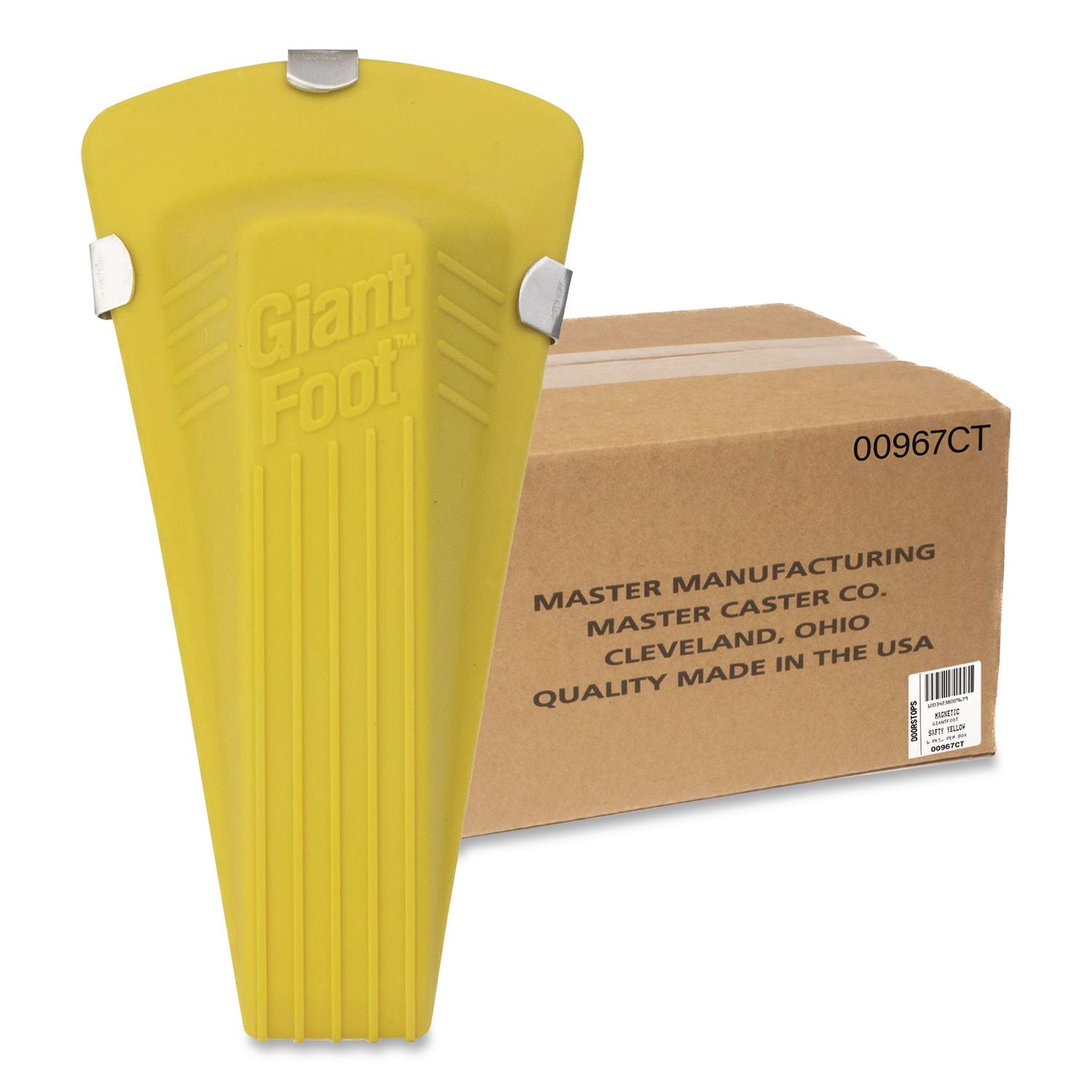 Giant Foot Magnetic Doorstop, Magnetic/Wedge, Safety Yellow, 6/Carton
