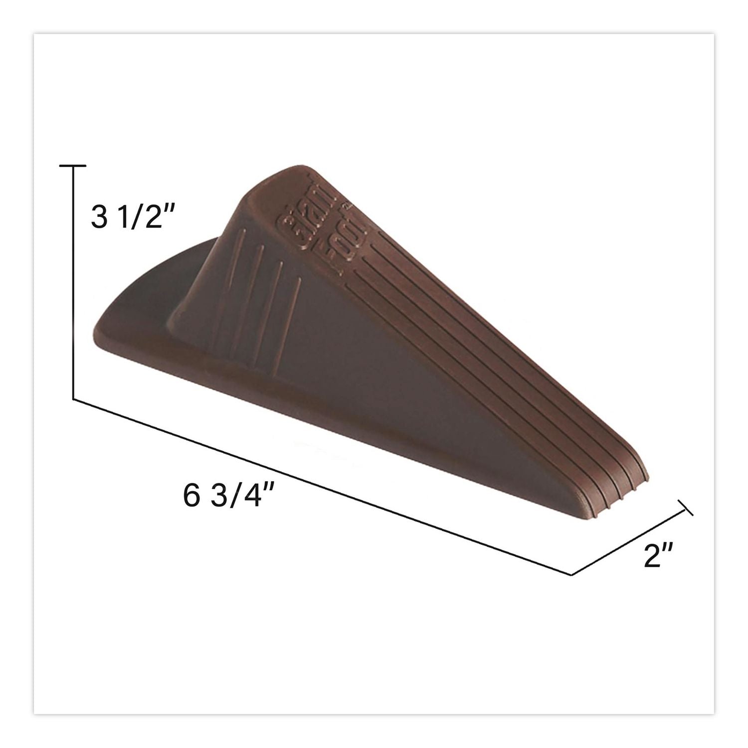 Giant Foot Doorstop, Wedge, Brown, 2/Pack, 6 Packs/Carton