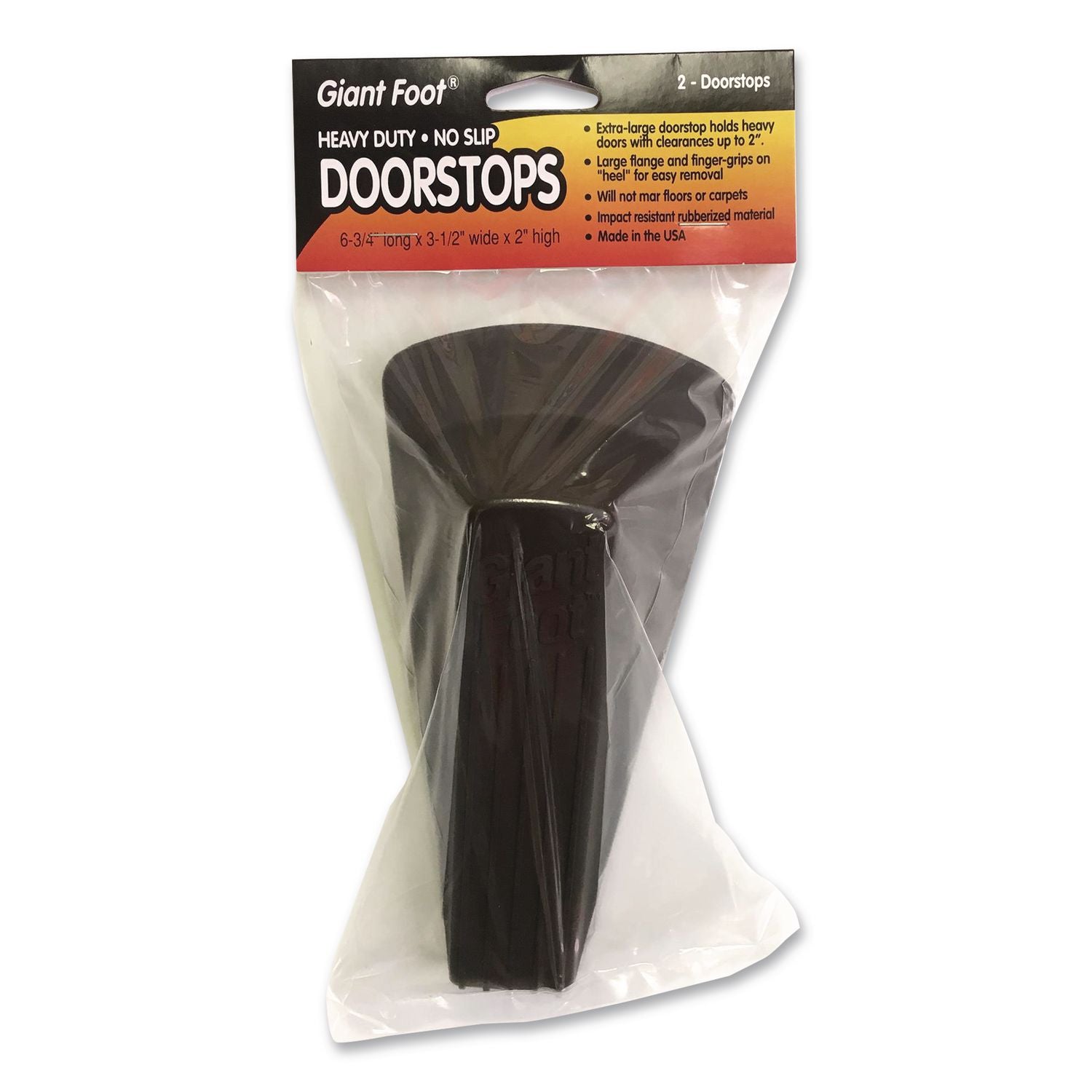 Giant Foot Doorstop, Wedge, Brown, 2/Pack, 6 Packs/Carton