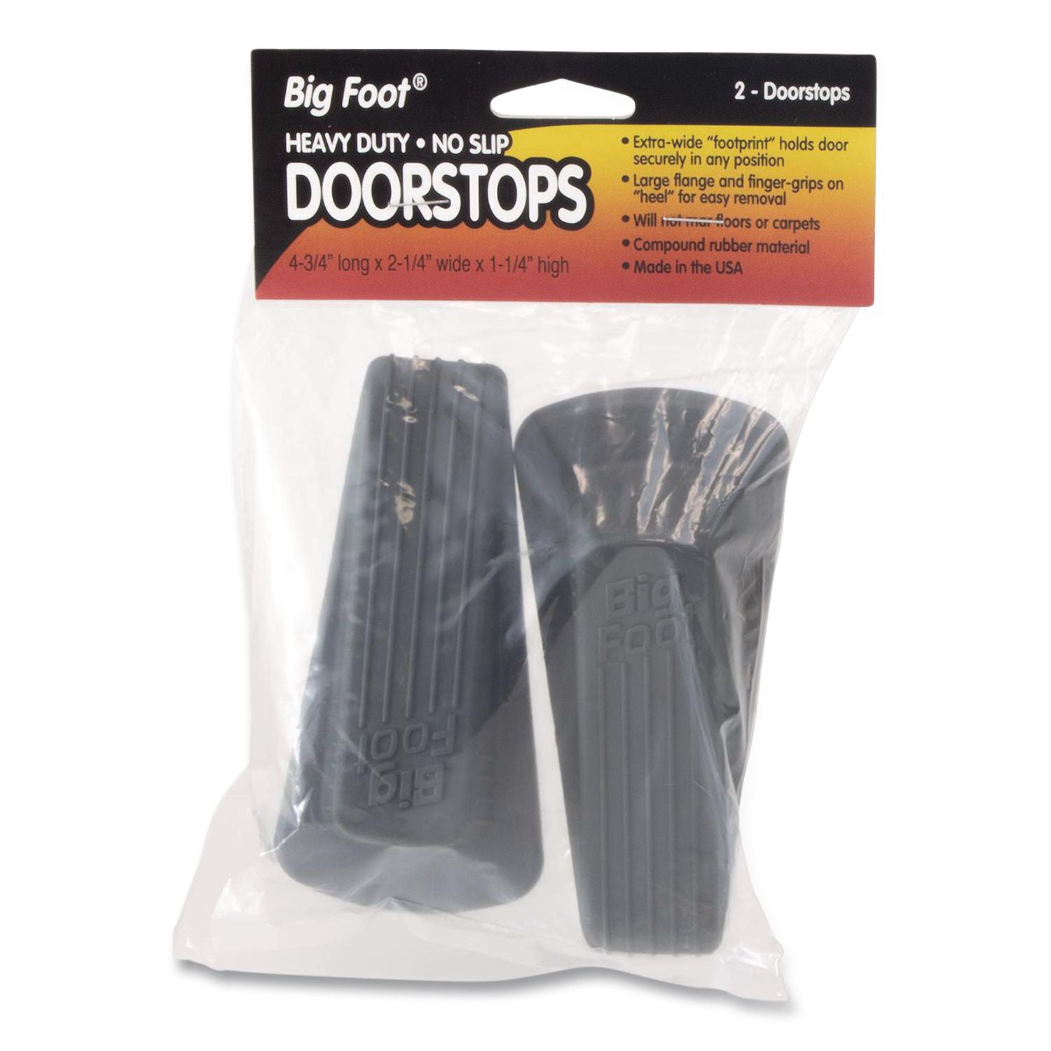 Big Foot Doorstop, Gray, 2/Pack, 6 Packs/Carton