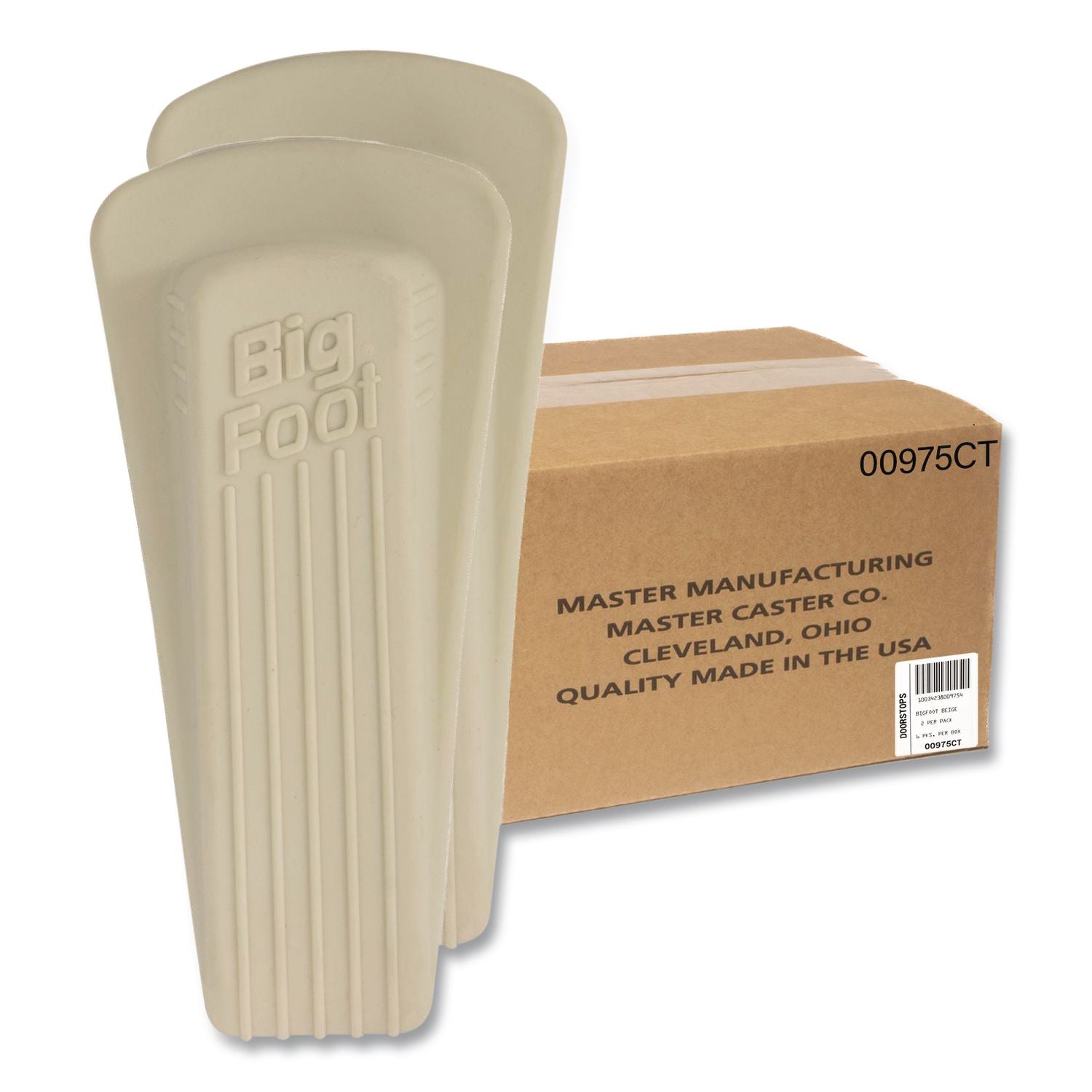 Big Foot Doorstop, Wedge, Beige, 2/Pack, 6 Packs/Carton