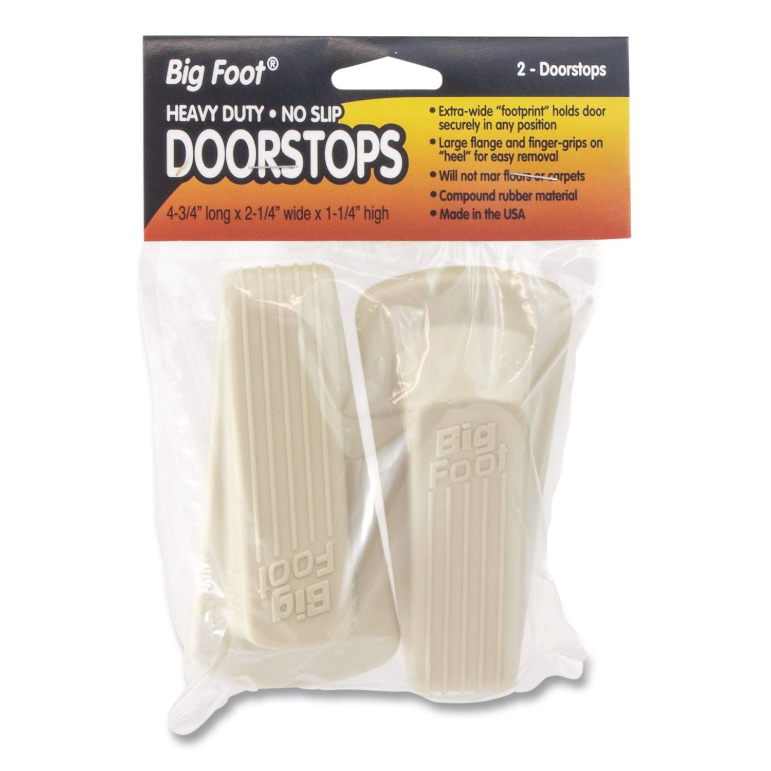 Big Foot Doorstop, Wedge, Beige, 2/Pack, 6 Packs/Carton