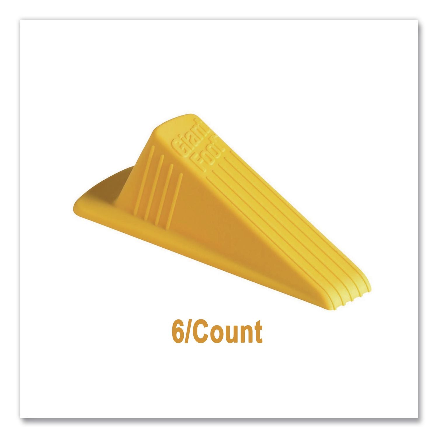 Giant Foot Doorstop, Wedge, Neon Yellow, 6/Carton