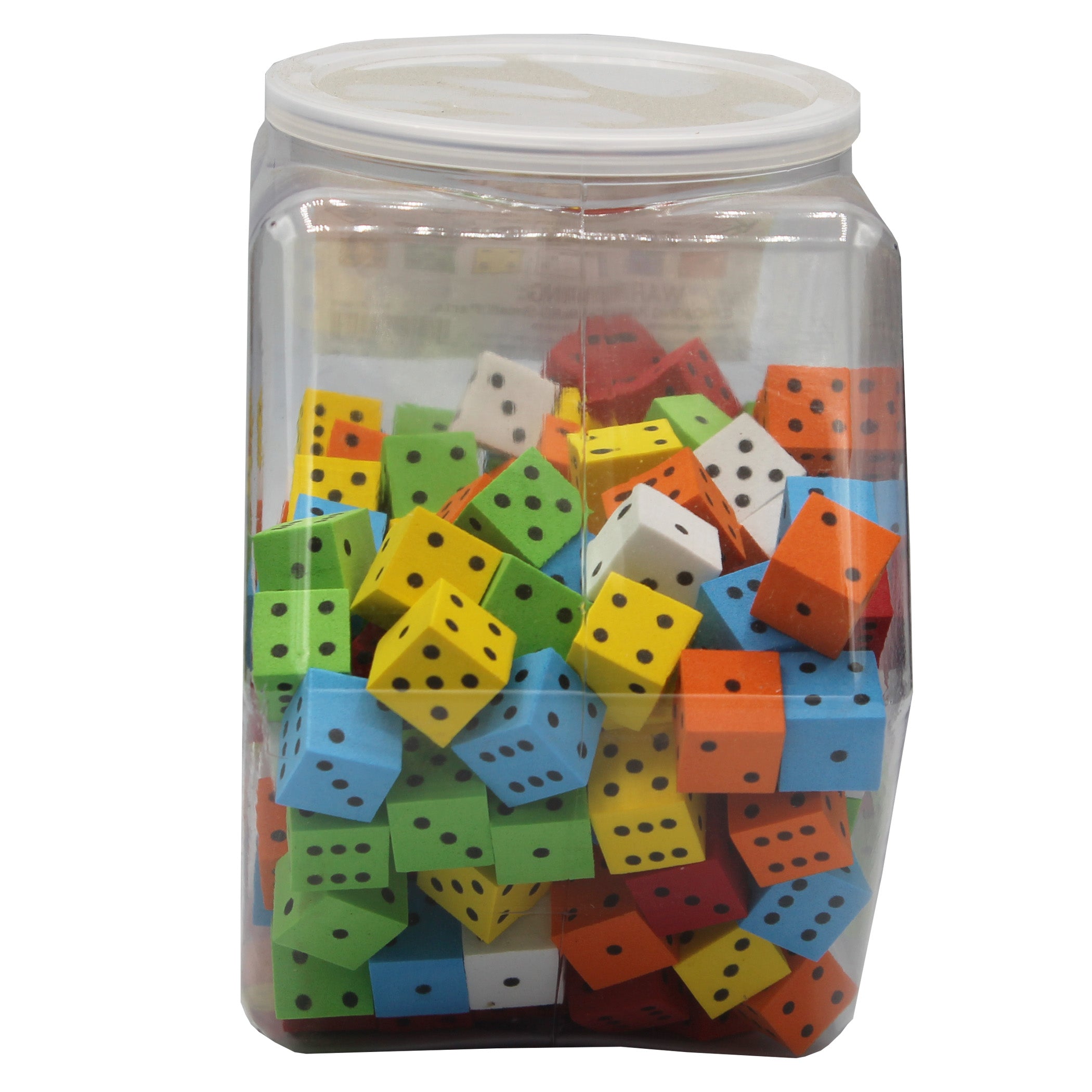 Foam Dice, 16mm, Assorted, Tub of 200