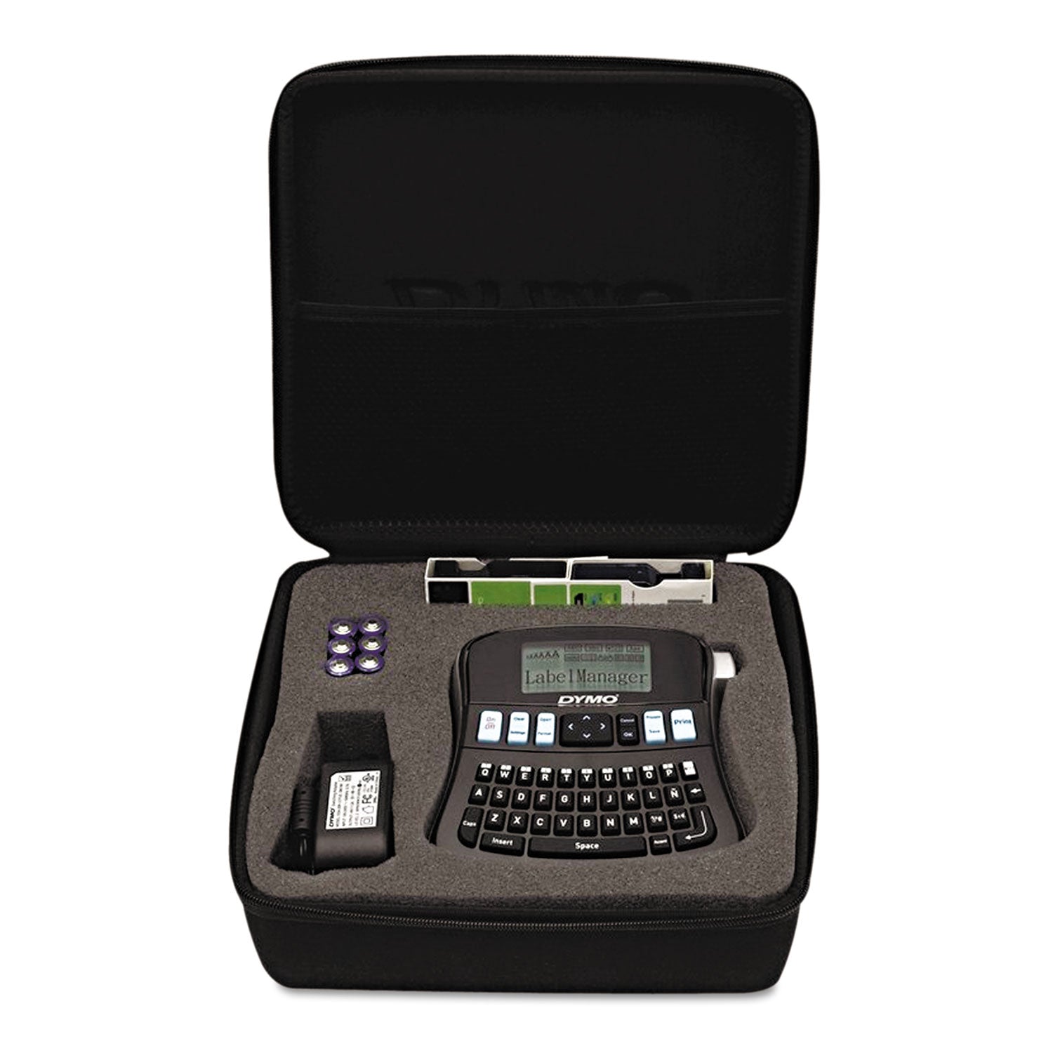 Thermal Transfer - 180 dpi - Label, Tape0.35" , 0.47" - Battery, Power Adapter - 6 Batteries Supported - AA - Battery Included - Black - PC - Print Preview, Auto Power Off, QWERTY, Manual Cutter