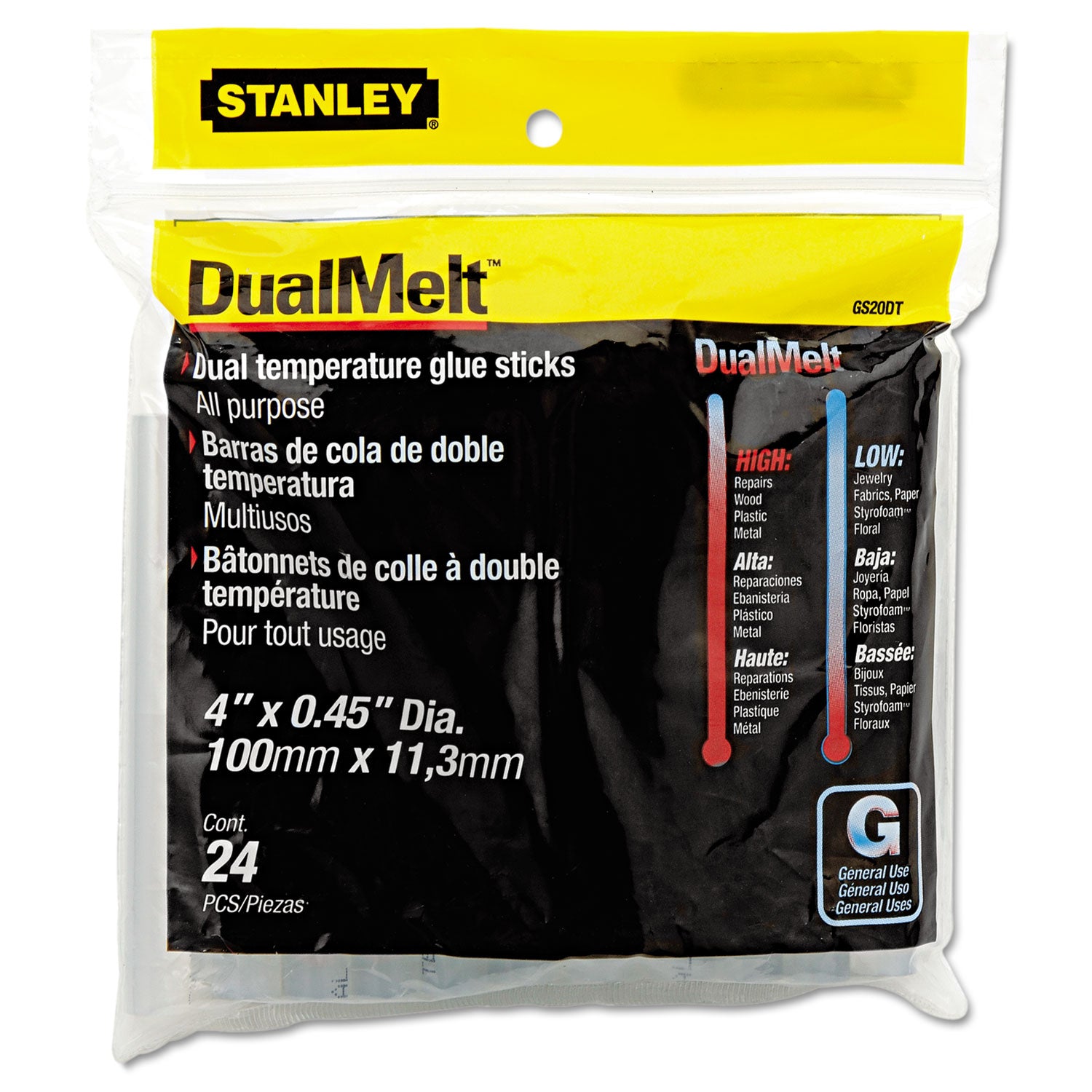 Dual Temperature Glue Sticks, 7/16 in x 4 in, Pack of 24