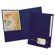 Oxford Executive Letter Recycled Pocket Folder - 1/2" Folder Capacity - 8 1/2" x 11" - 80 Sheets Capacity - 2 Front Pocket(s) - Linen - Blue, Gold - Die-cut - 30% Recycled - 4 / Pack