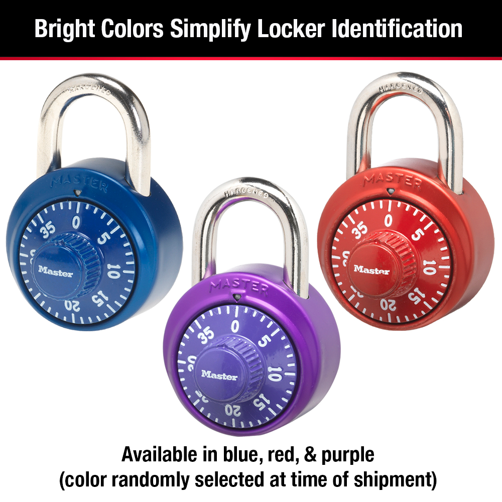 1-7/8in (48mm) Wide Combination Dial Padlock with Aluminum Cover; Assorted Colors