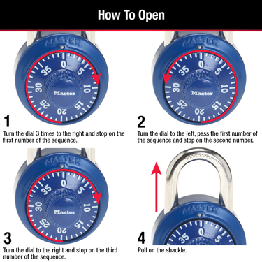 1-7/8in (48mm) Wide Combination Dial Padlock with Aluminum Cover; Assorted Colors
