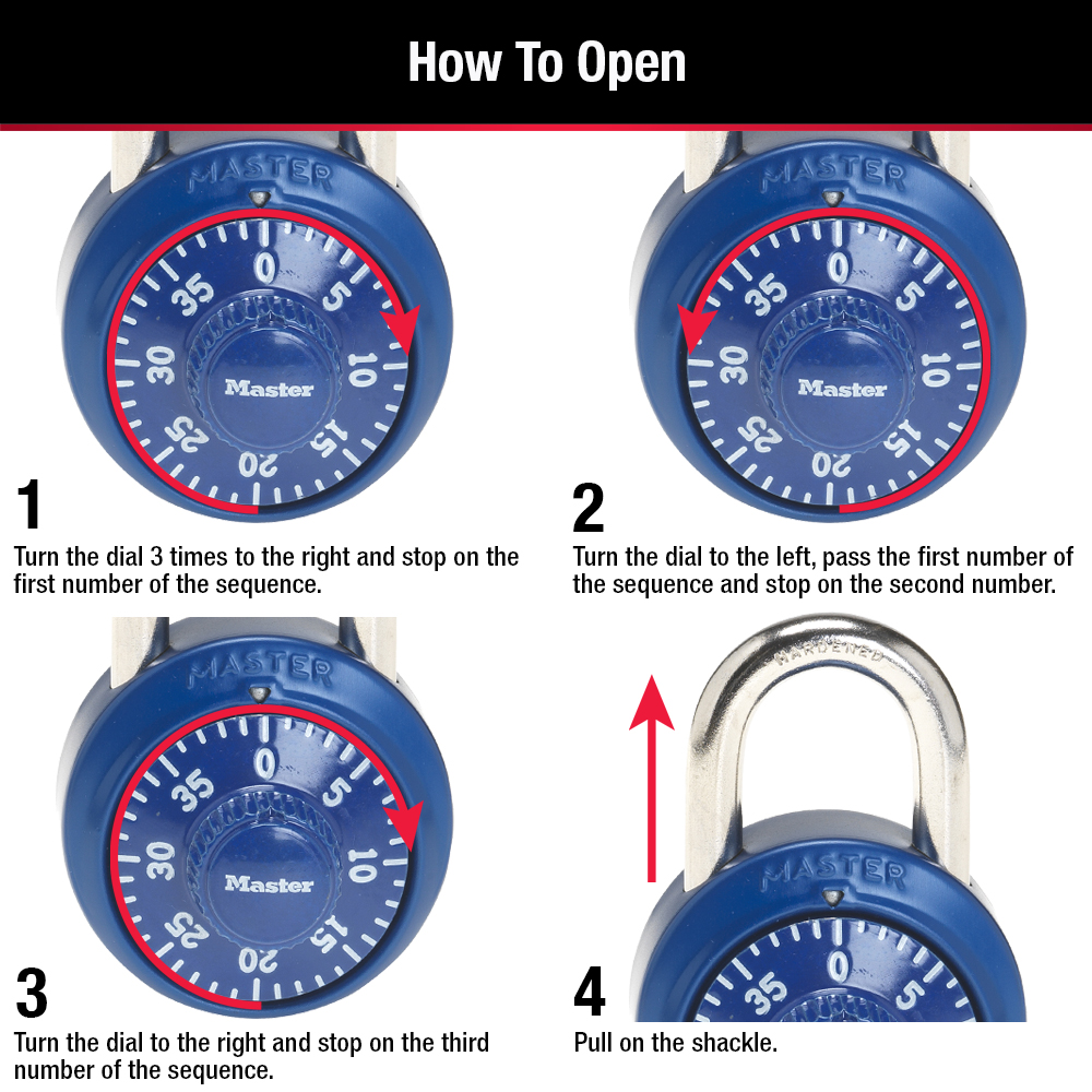 1-7/8in (48mm) Wide Standard Combination Dial Padlock with Aluminum Cover; Assorted Colors; 2-Pack