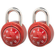 1-7/8in (48mm) Wide Standard Combination Dial Padlock with Aluminum Cover; Assorted Colors; 2-Pack