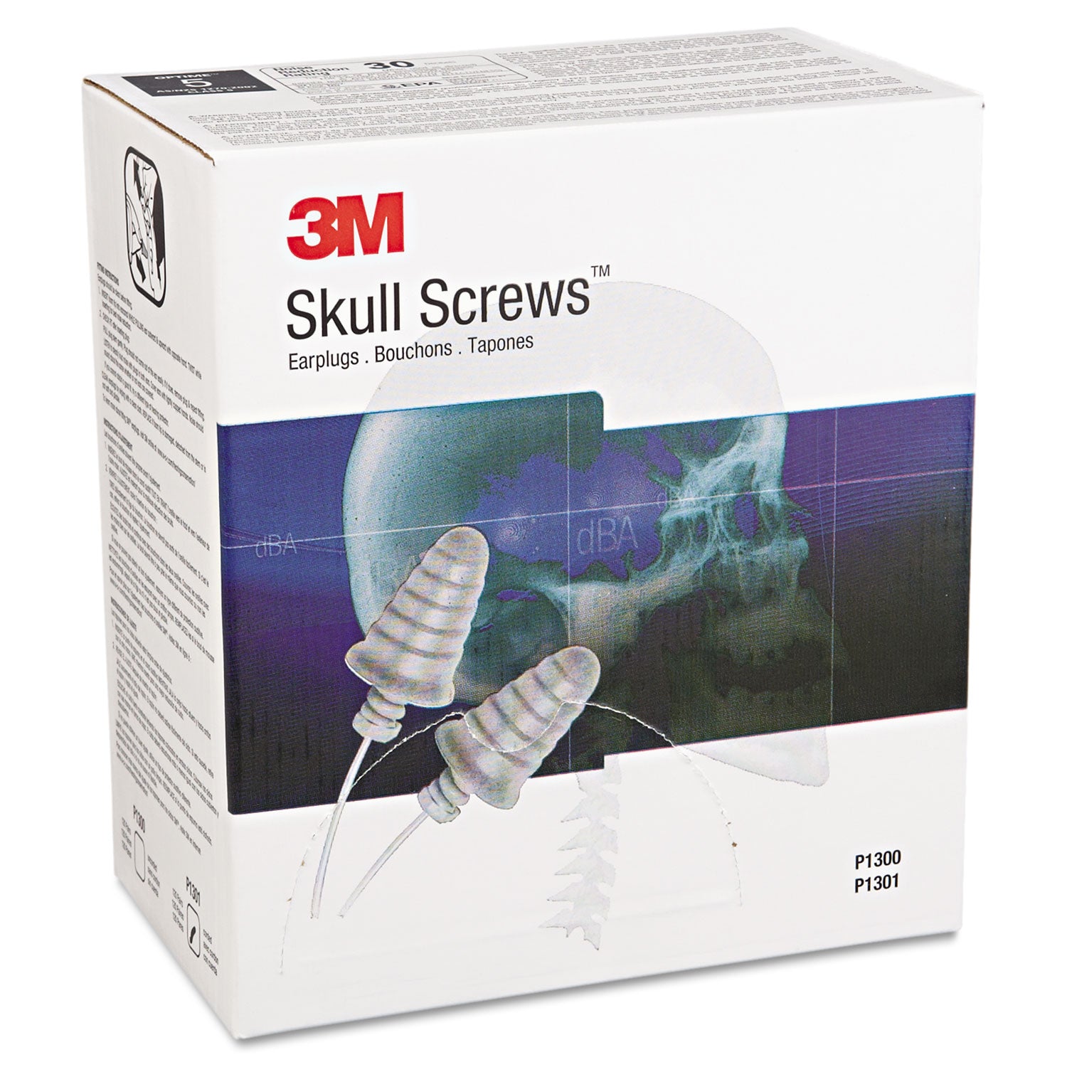 E-A-R Skull Screws Earplugs, Corded, 32 dB NRR, Gray, 120 Pairs