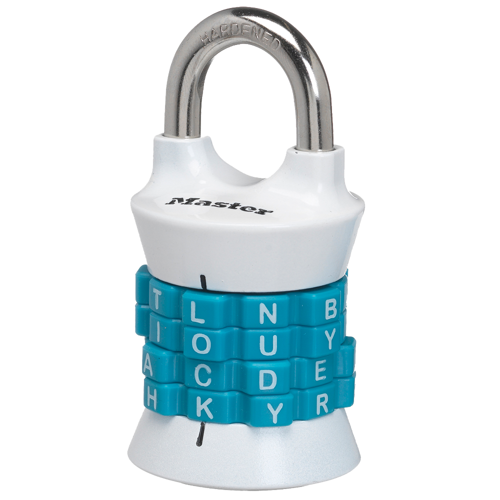 1-1/2in (38mm) Wide Set Your Own WORD Combination Padlock; Assorted Colors