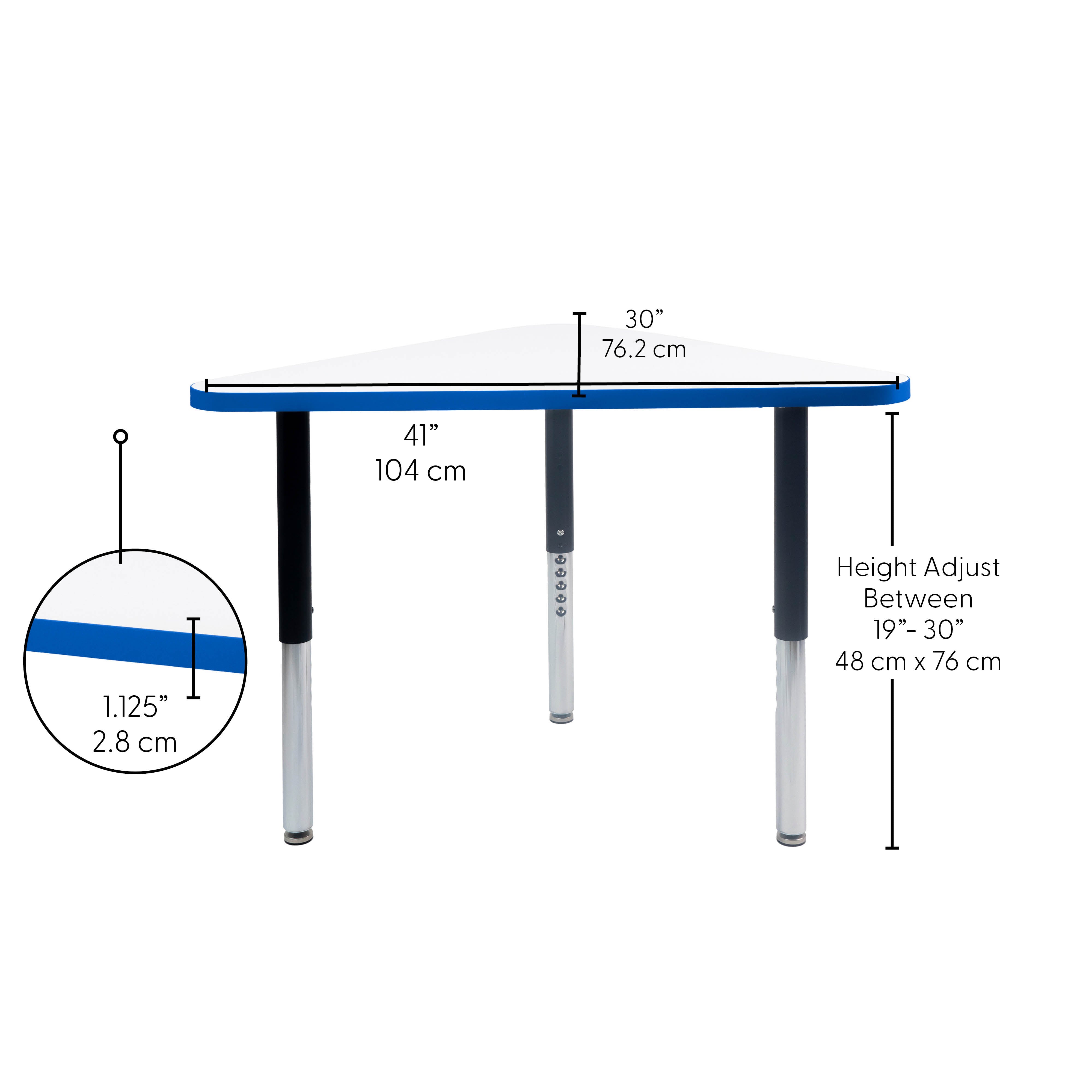 TF Triangle 30x41 Super Leg HPL 4pk / Dry Erase-Blue