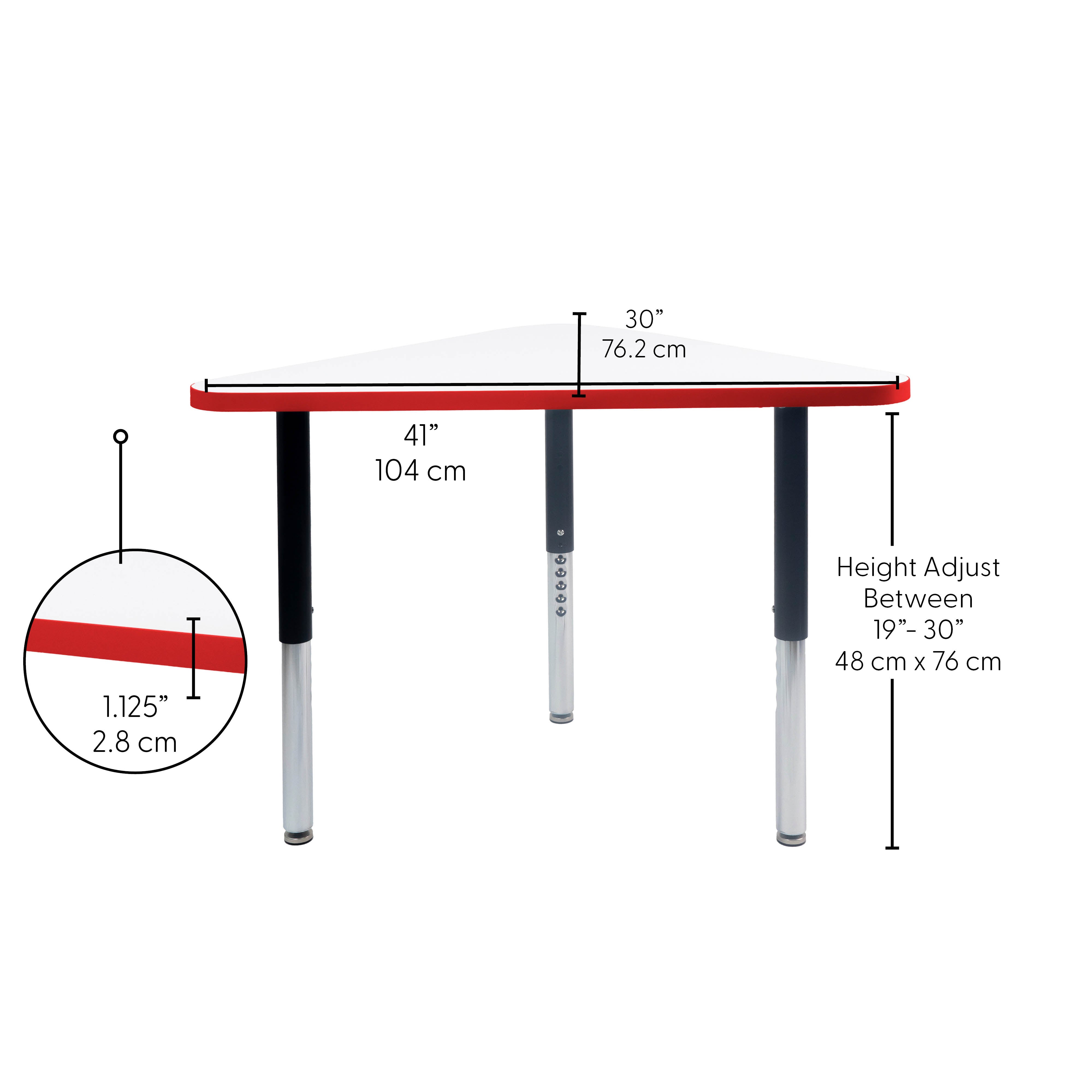 TF Triangle 30x41 Super Leg HPL 4pk / Dry Erase-Red