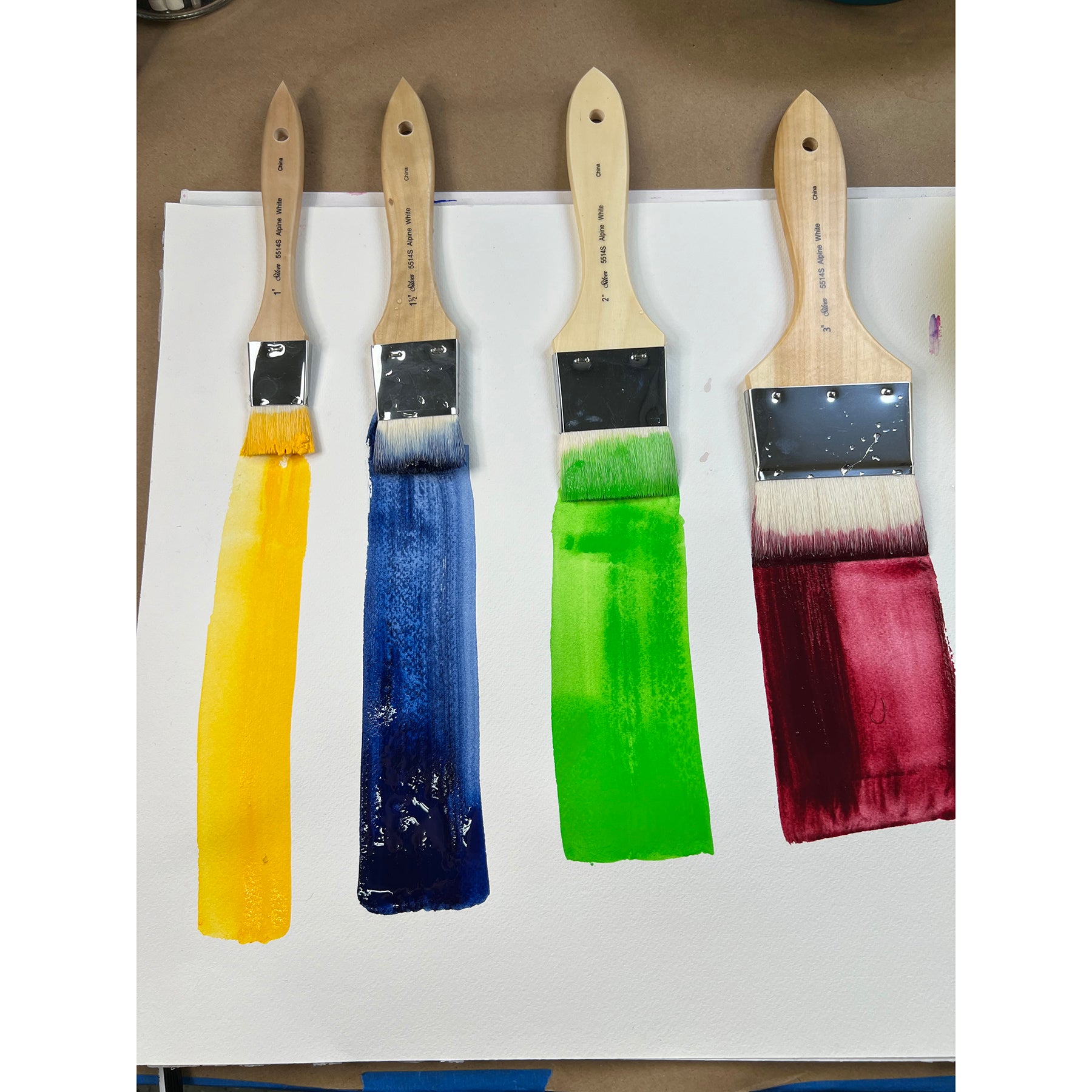 Alpine White Wide Wash & Blend Background Brush Set, 4 Brushes