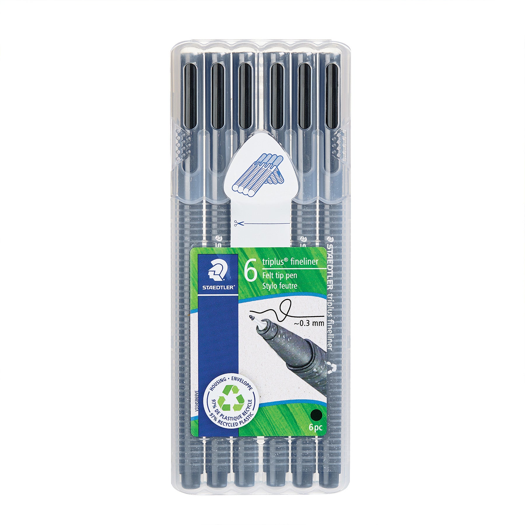 Triplus® Fineliner Pens, Superfine 0.3 mm, Black, Pack of 6