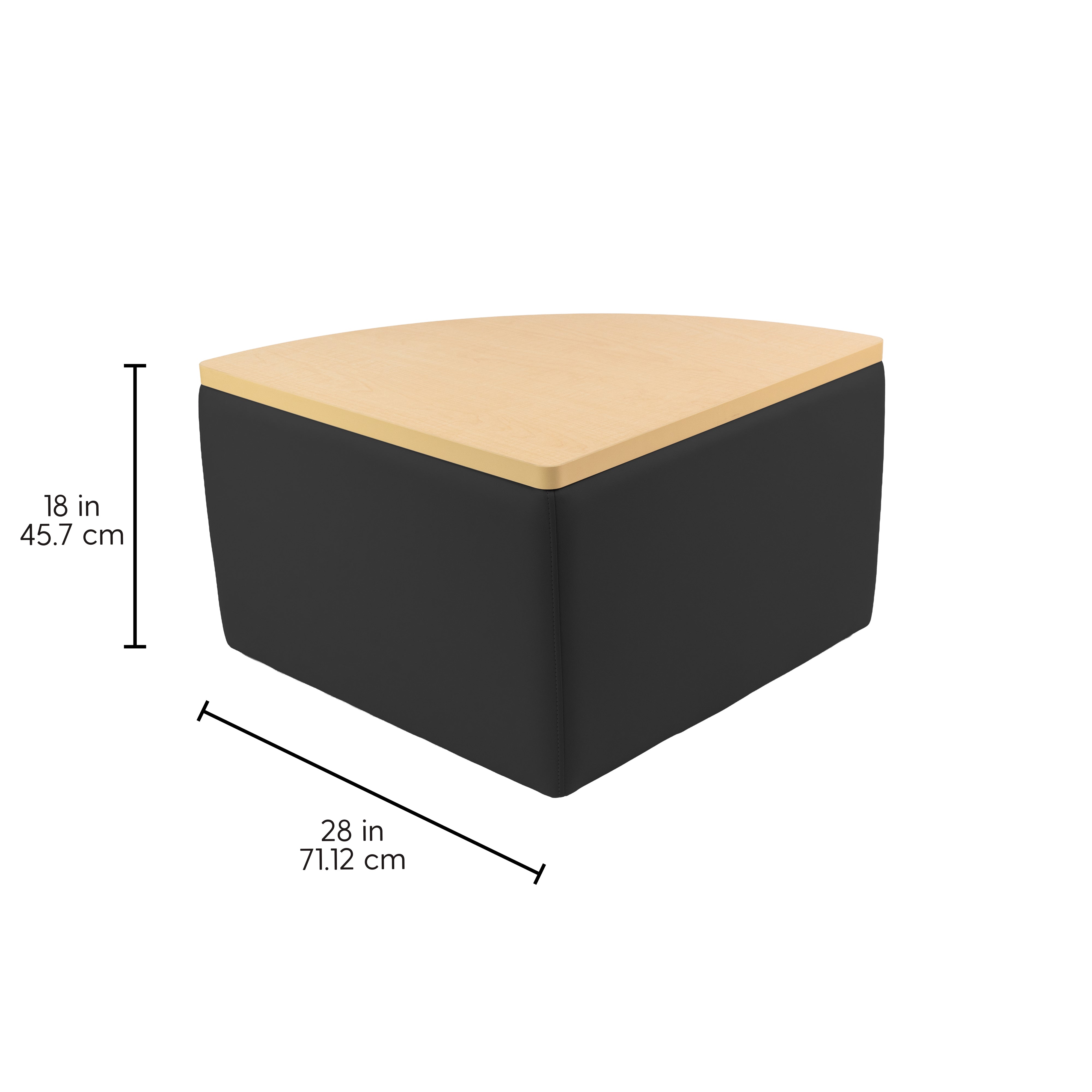 UPH Ottoman Table Top Pie 18H / Black - Maple-Maple
