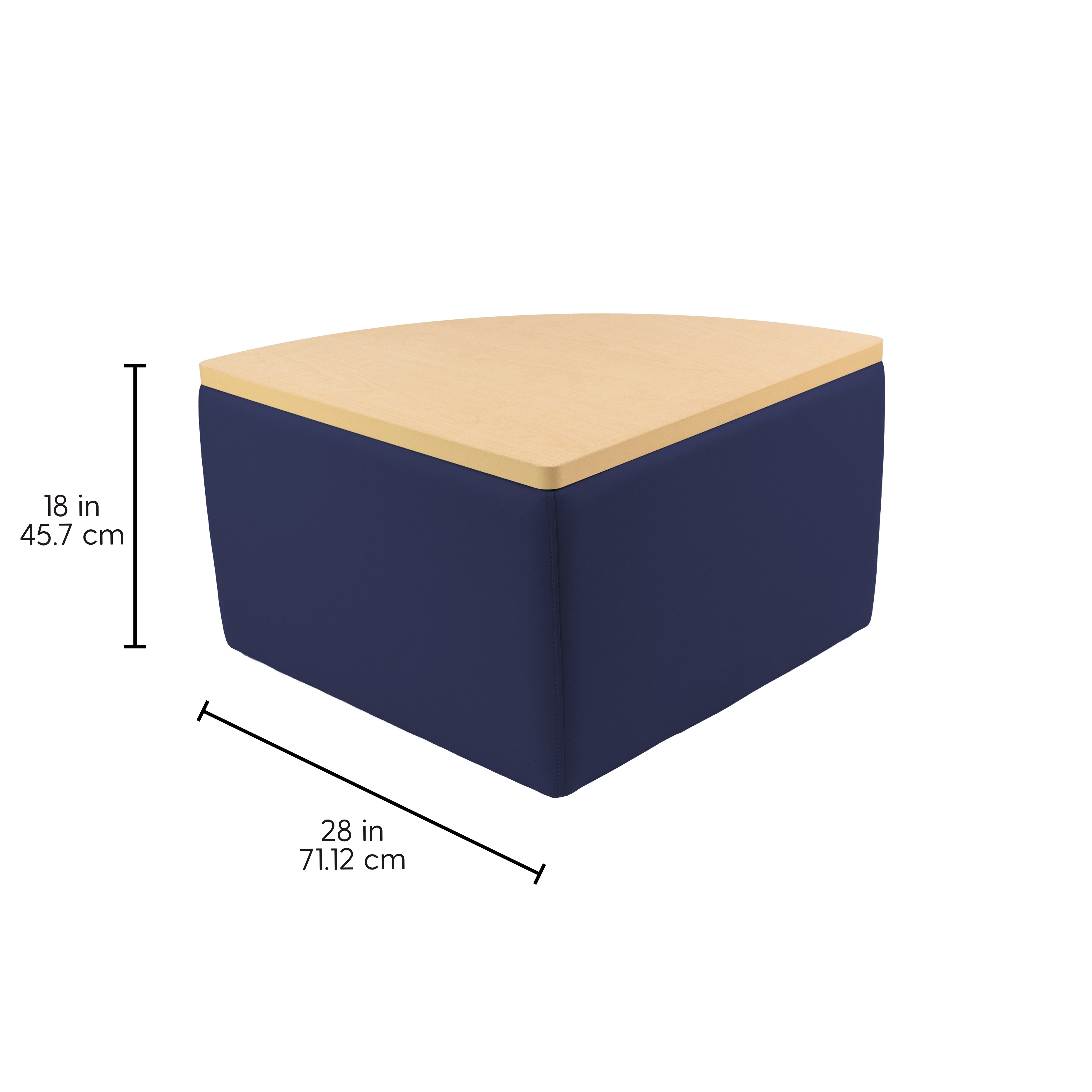 UPH Ottoman Table Top Pie 18H / Navy - Maple-Maple