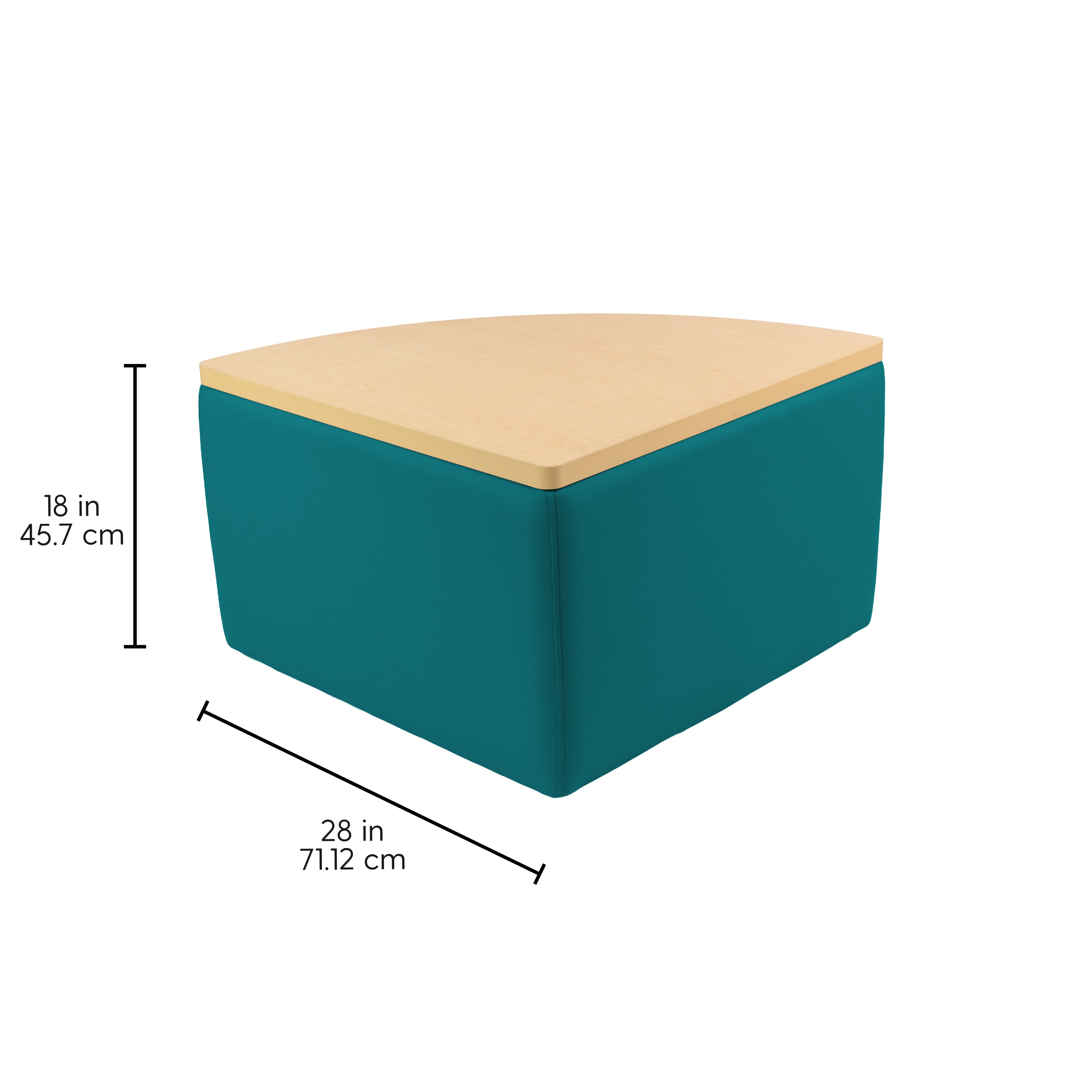 UPH Ottoman Table Top Pie 18H / Teal - Maple-Maple