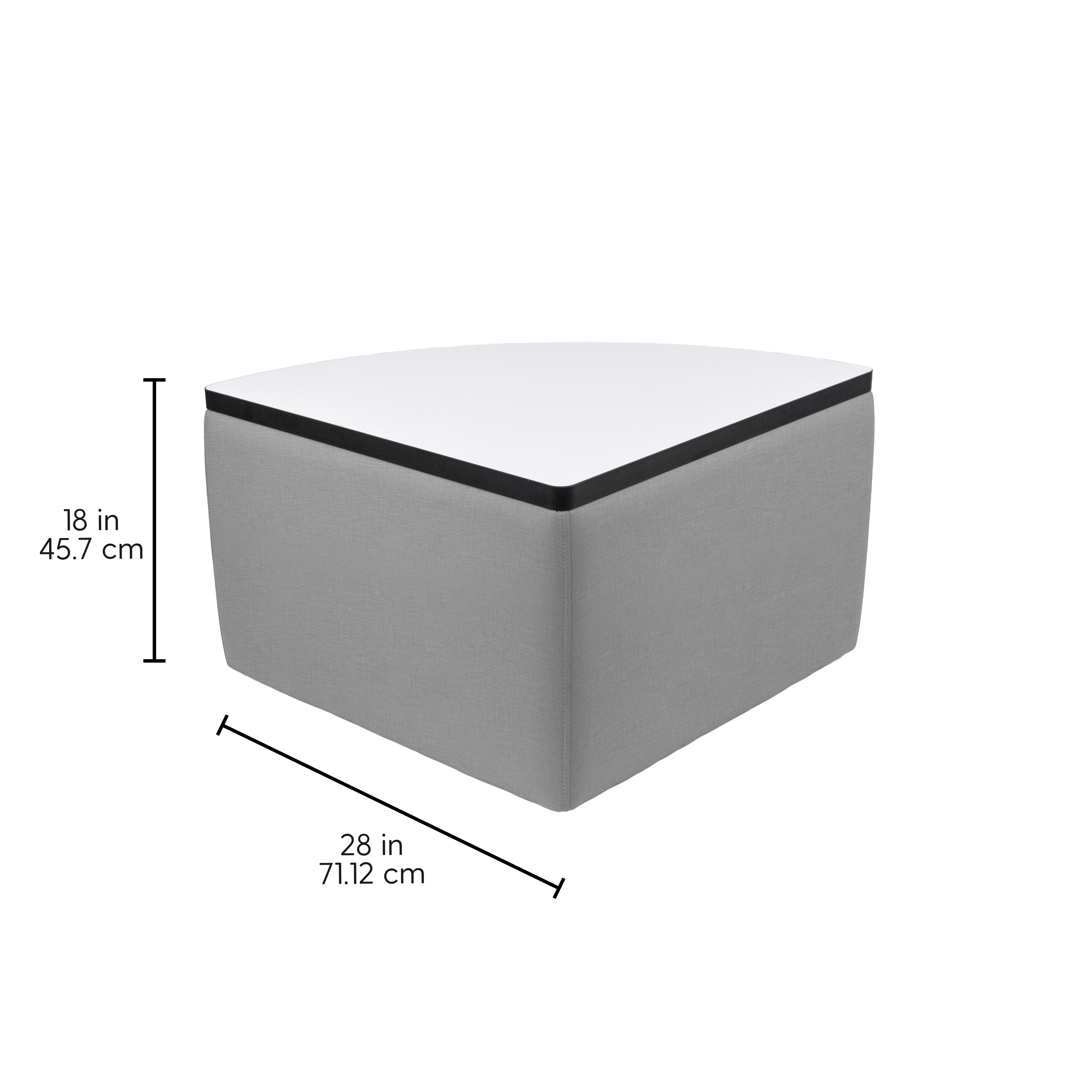 UPH Ottoman Table Top HPL Pie 18H / 162 Gray Print - Dry Erase-Black