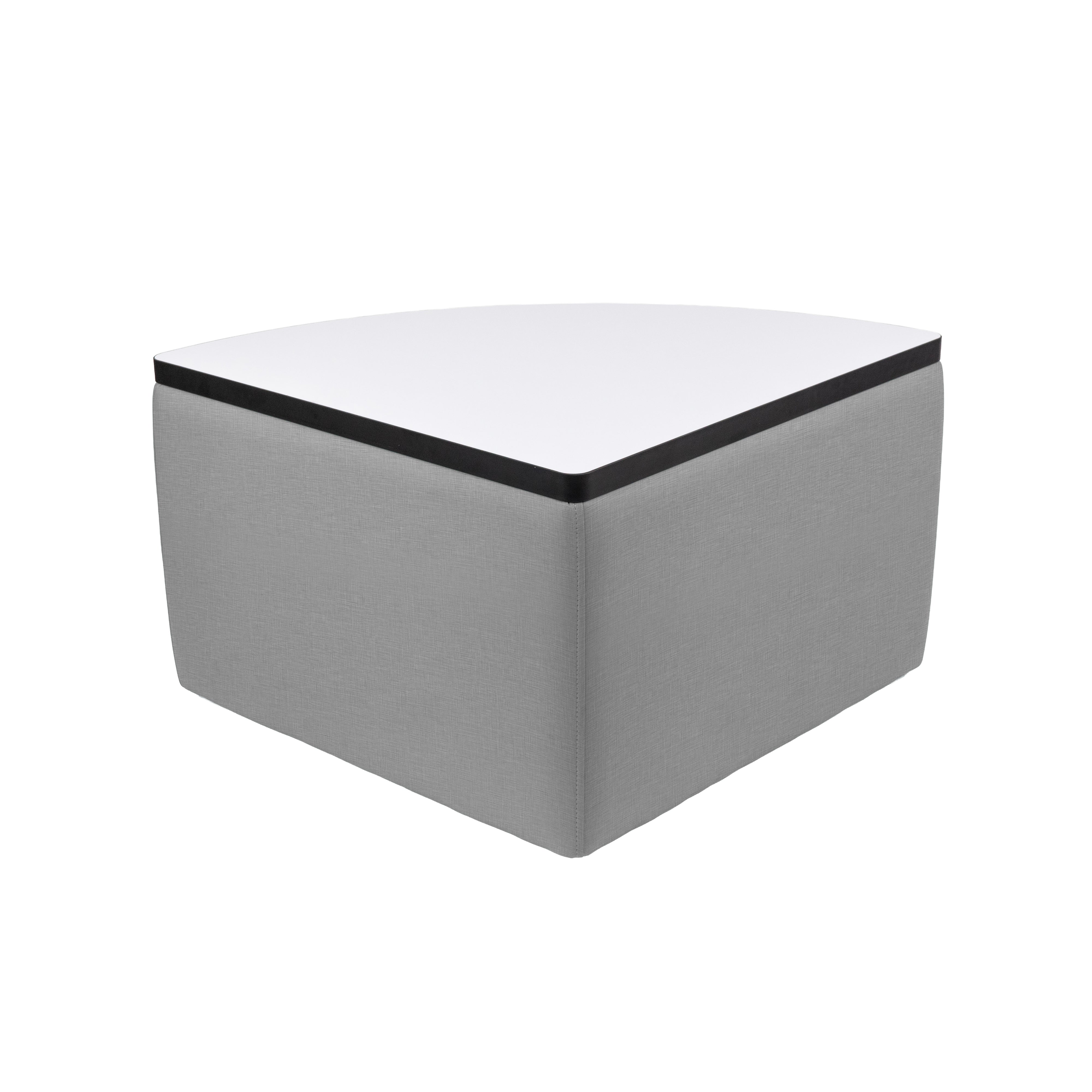 UPH Ottoman Table Top HPL Pie 18H / 162 Gray Print - Dry Erase-Black