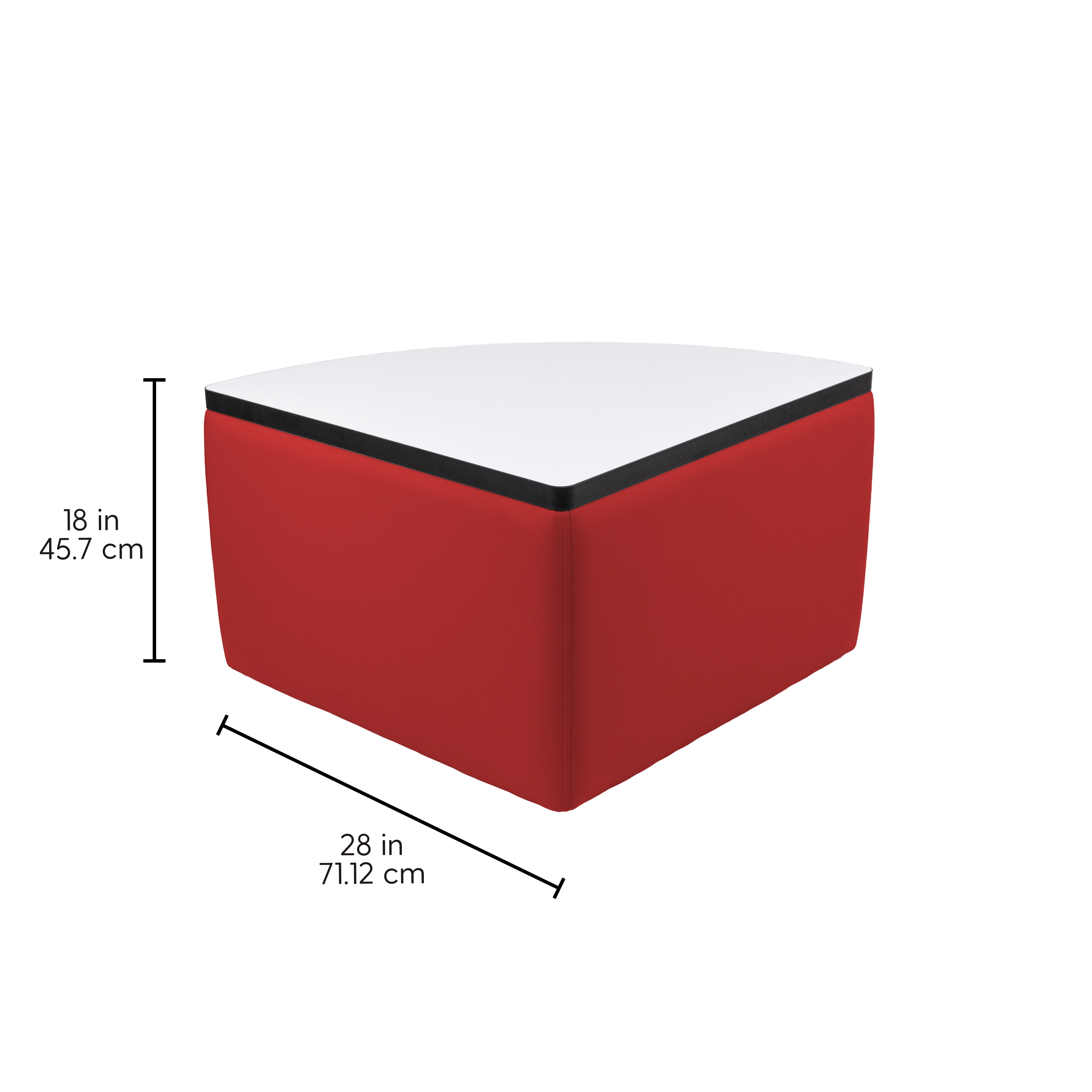 UPH Ottoman Table Top HPL Pie 18H / 186 Red - Dry Erase-Black