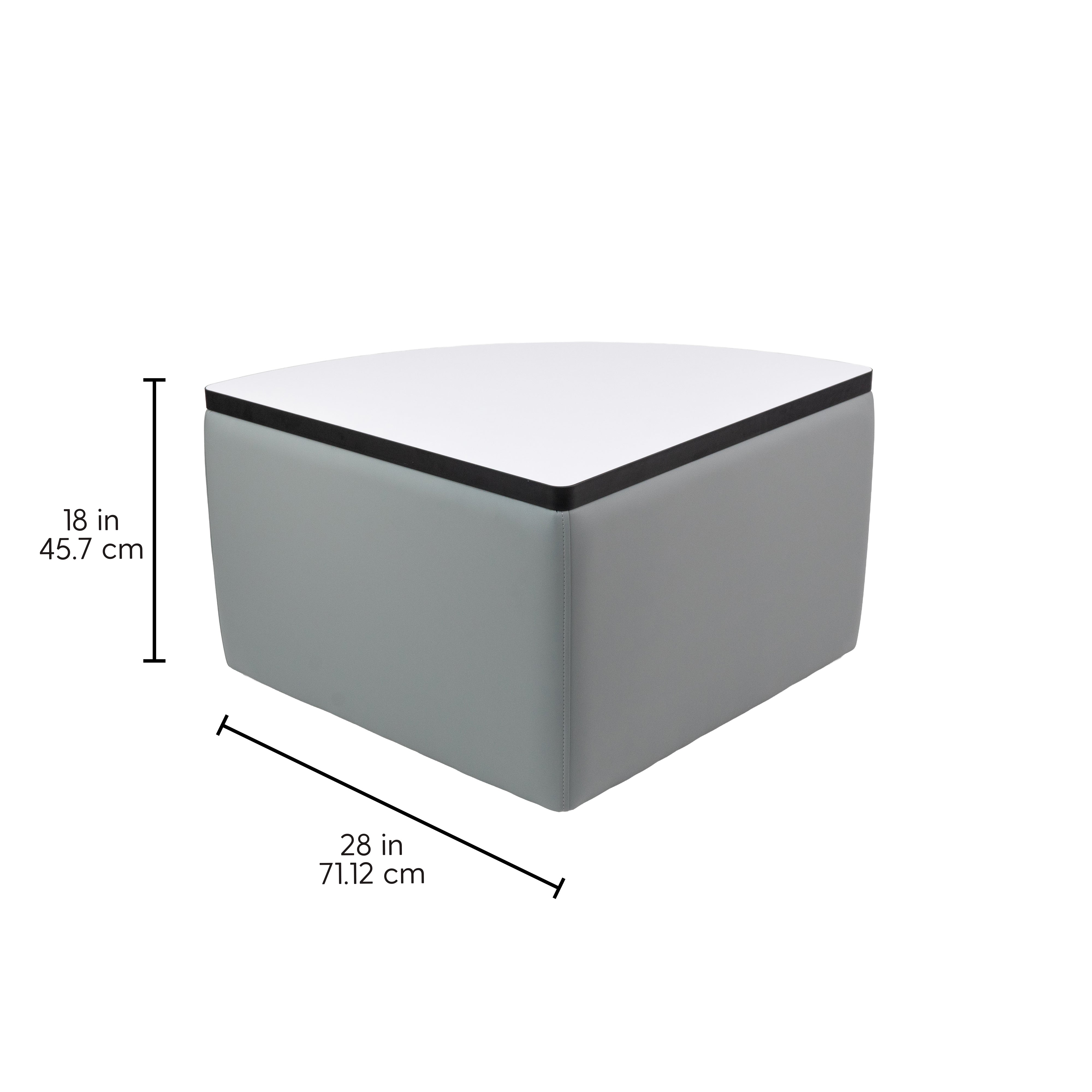 UPH Ottoman Table Top HPL Pie 18H / Gray - Dry Erase-Black