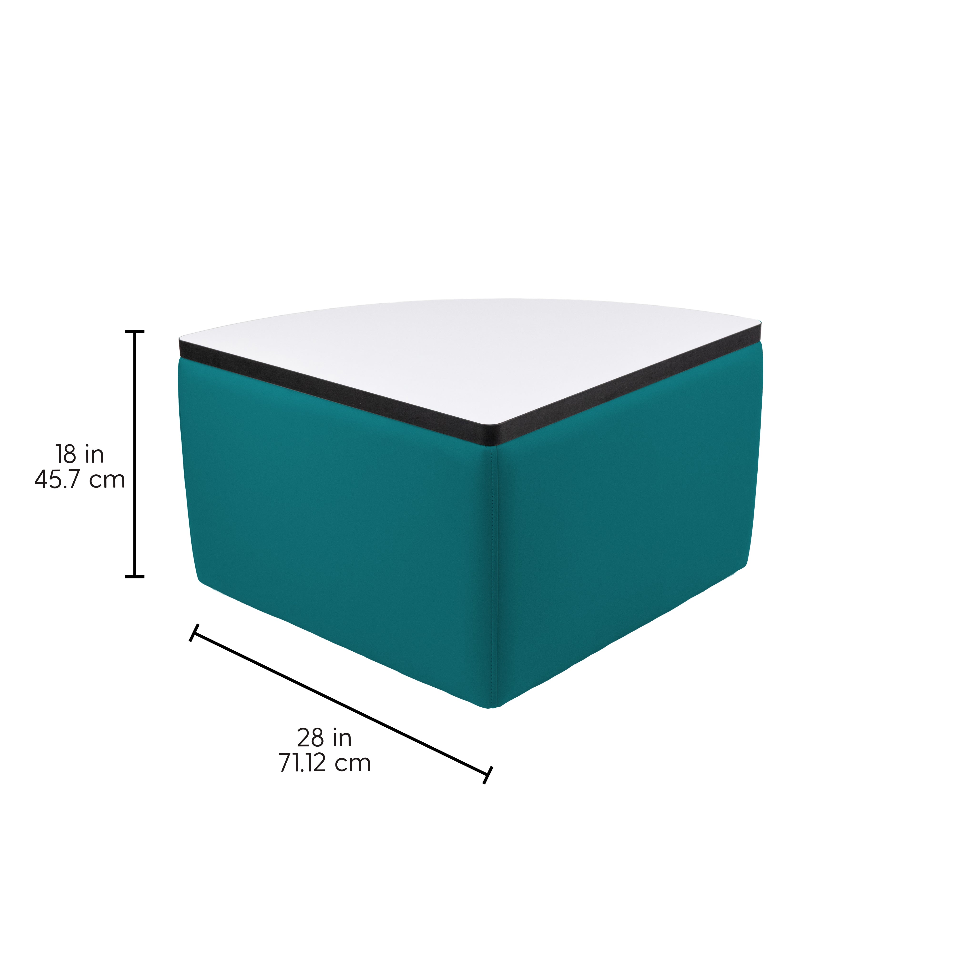 UPH Ottoman Table Top HPL Pie 18H / Teal - Dry Erase-Black