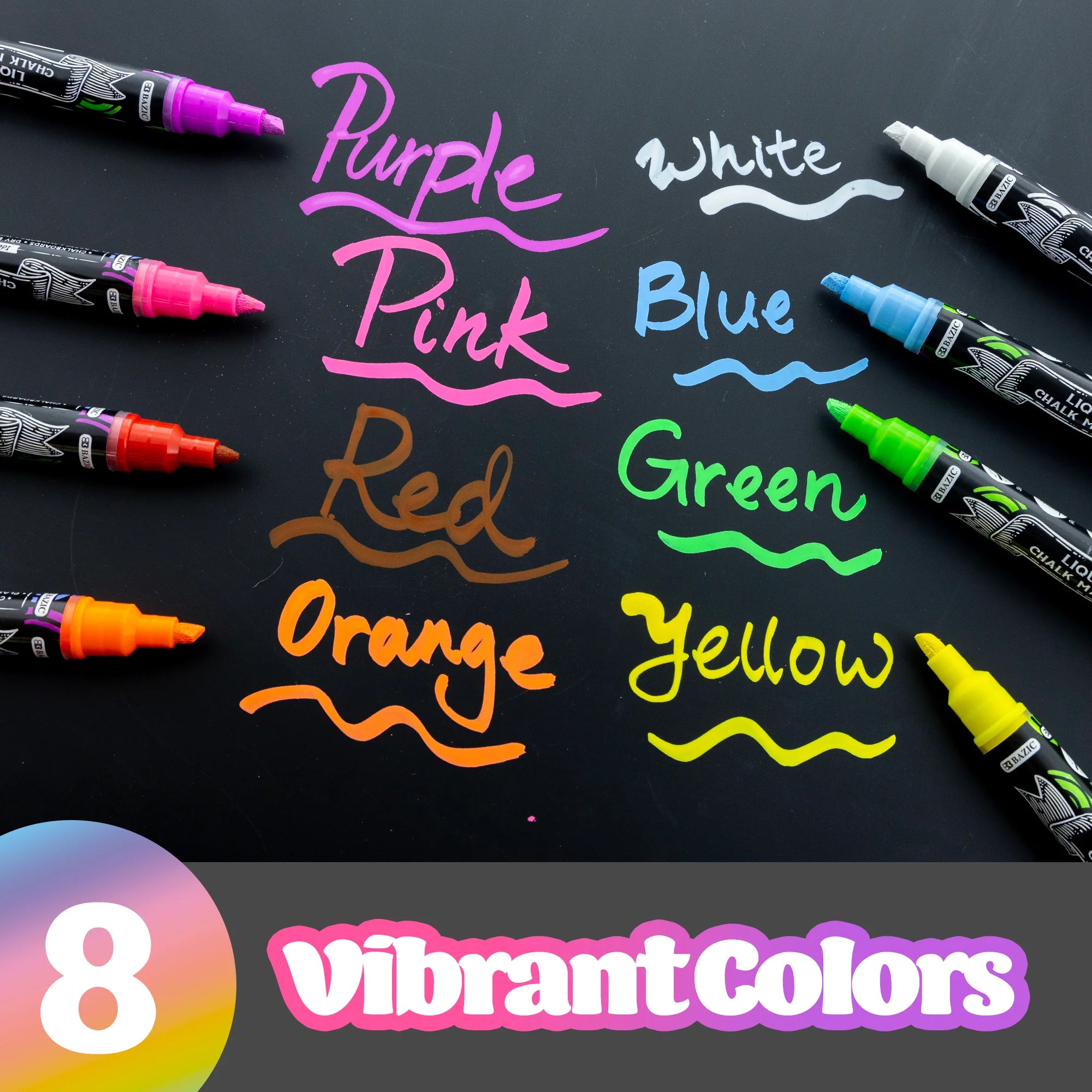 Liquid Chalk Wet Erase Markers, Pack of 8