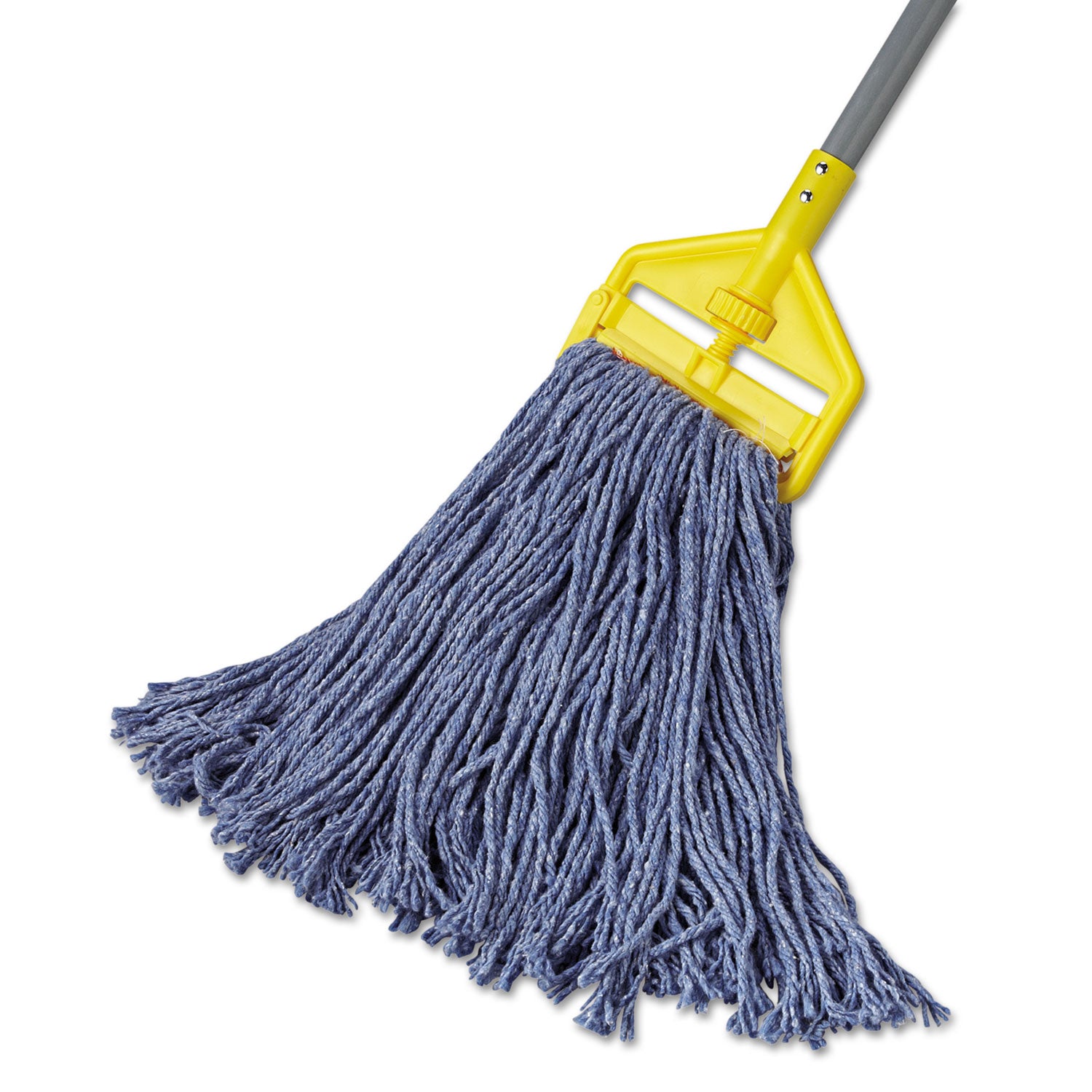Cotton/synthetic Cut-End Blend Mop Head, 16 Oz, 1" Band, Blue, 12/carton