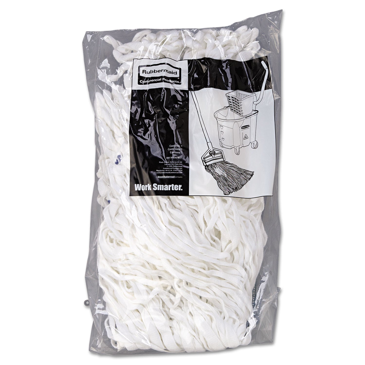 Clean Room Mop Head, Rayon, Loop-End, Medium, White, 12/carton