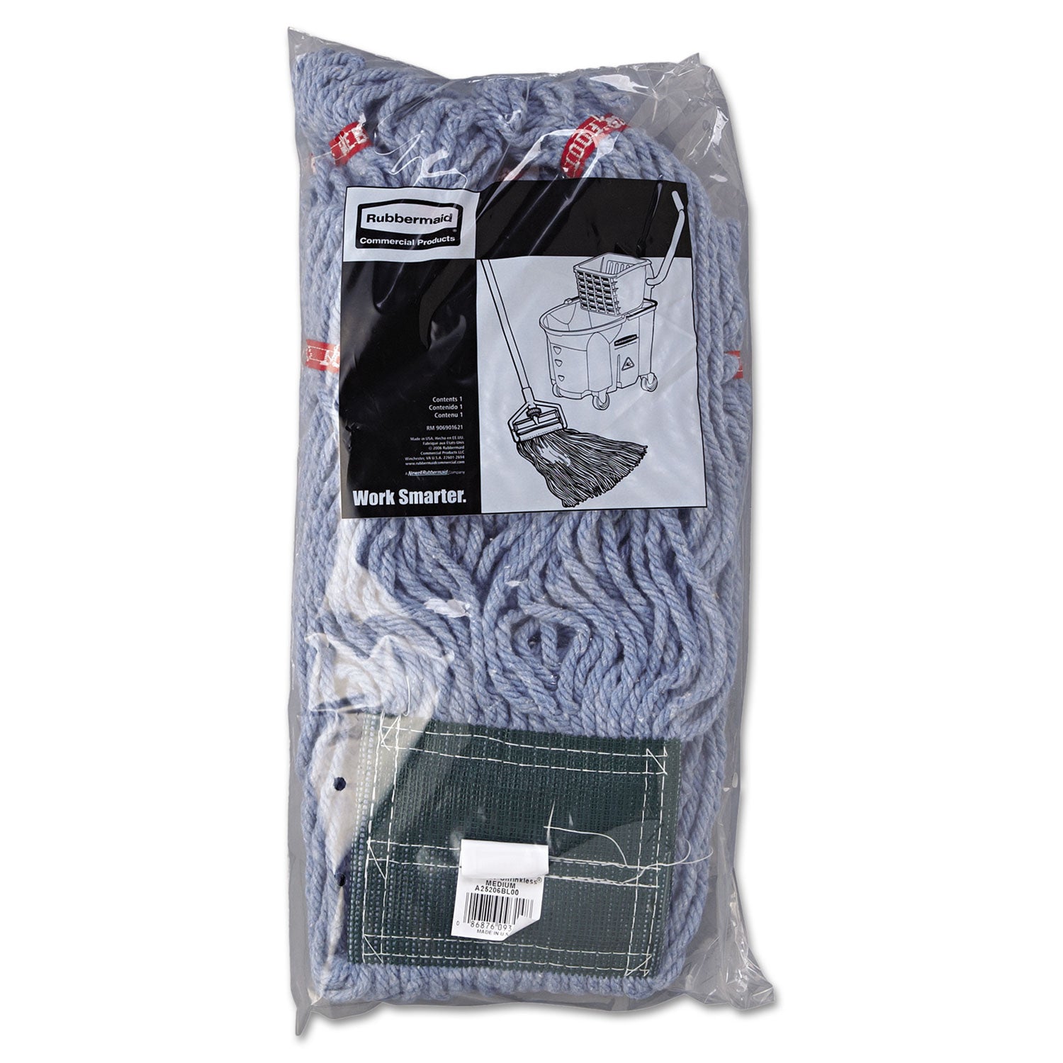 Web Foot Wet Mop Head, Shrinkless, Cotton/synthetic, Blue, Medium, 6/carton