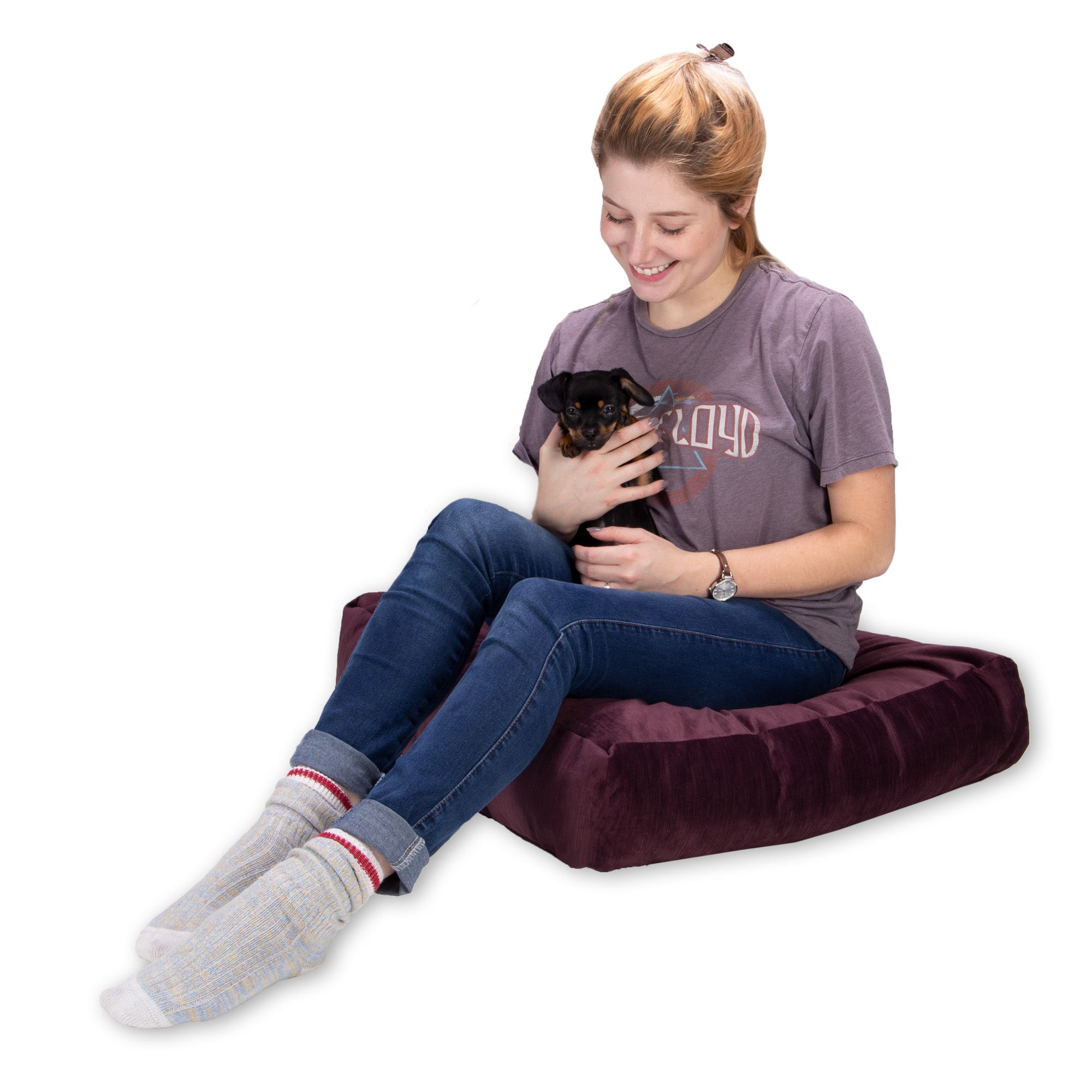 Jaxx Brio Large Décor Floor Pillow/Meditation Yoga Cushion, Plush Microvelvet, Pinot