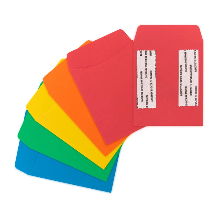 Bright Pressure Sensitive Pockets 30, 6 ea of primary colors/ red, blue, green, yellow, orange 3.5"x5"