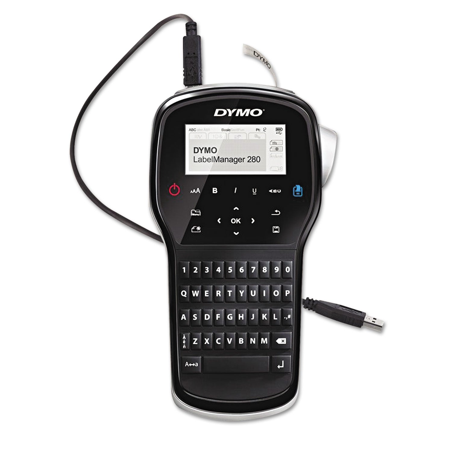 Tape, Label - 0.25" , 0.37" , 0.50" - LCD Screen - Battery - Battery Included - Silver, Black - Mac, PC - QWERTY, Underline, Auto Power Off - for Home, Office