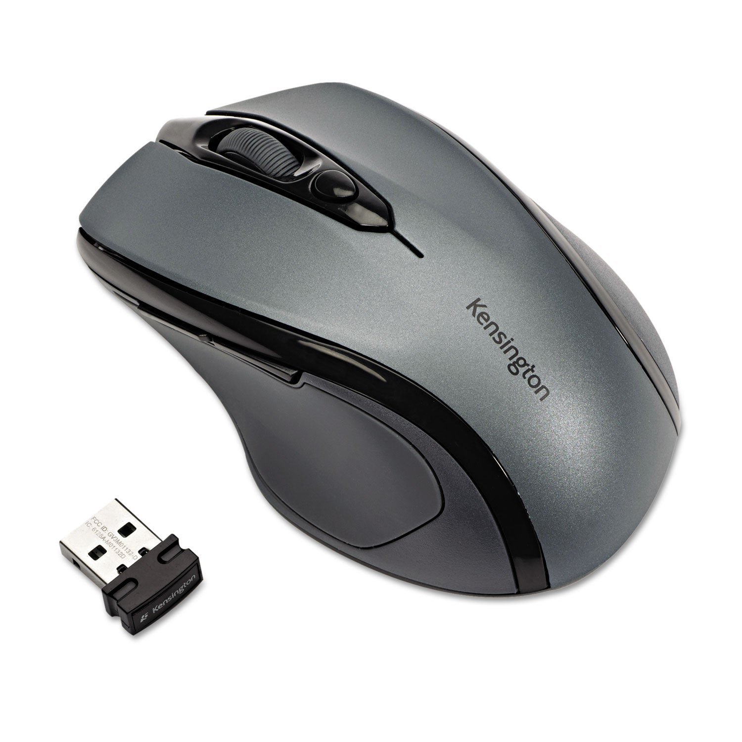 Kensington Pro Fit Mid-size Wireless Mouse - Optical - Wireless - Radio Frequency - 2.40 GHz - Graphite Gray - USB - 1750 dpi - Scroll Wheel - Right-handed - 1 Each