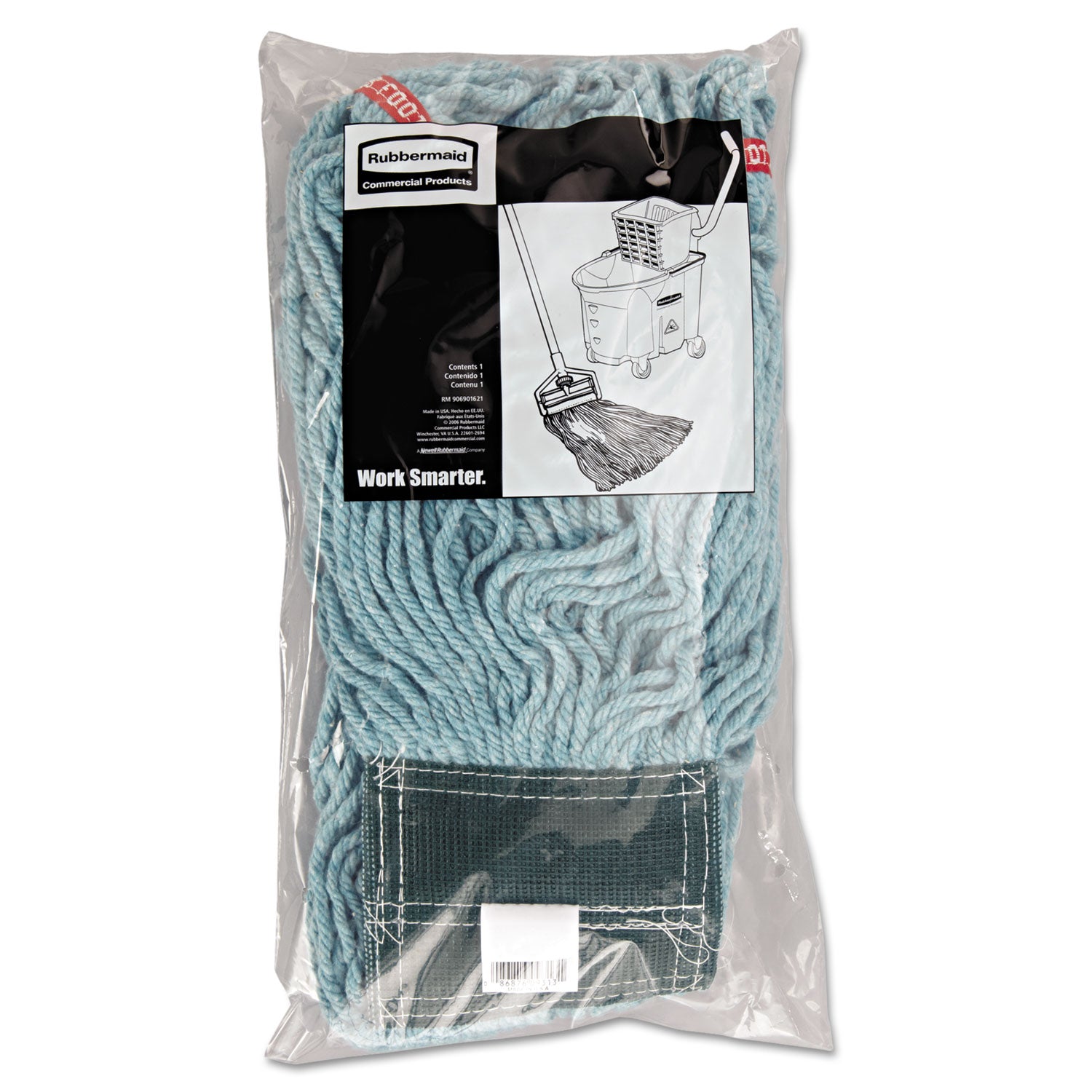 Web Foot Wet Mop Head, Shrinkless, Cotton/synthetic, Green, Medium, 6/carton