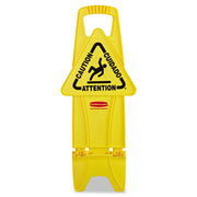 STABLE MULTI-LINGUAL SAFETY SIGN, 13 X 13.25 X 26, YELLOW
