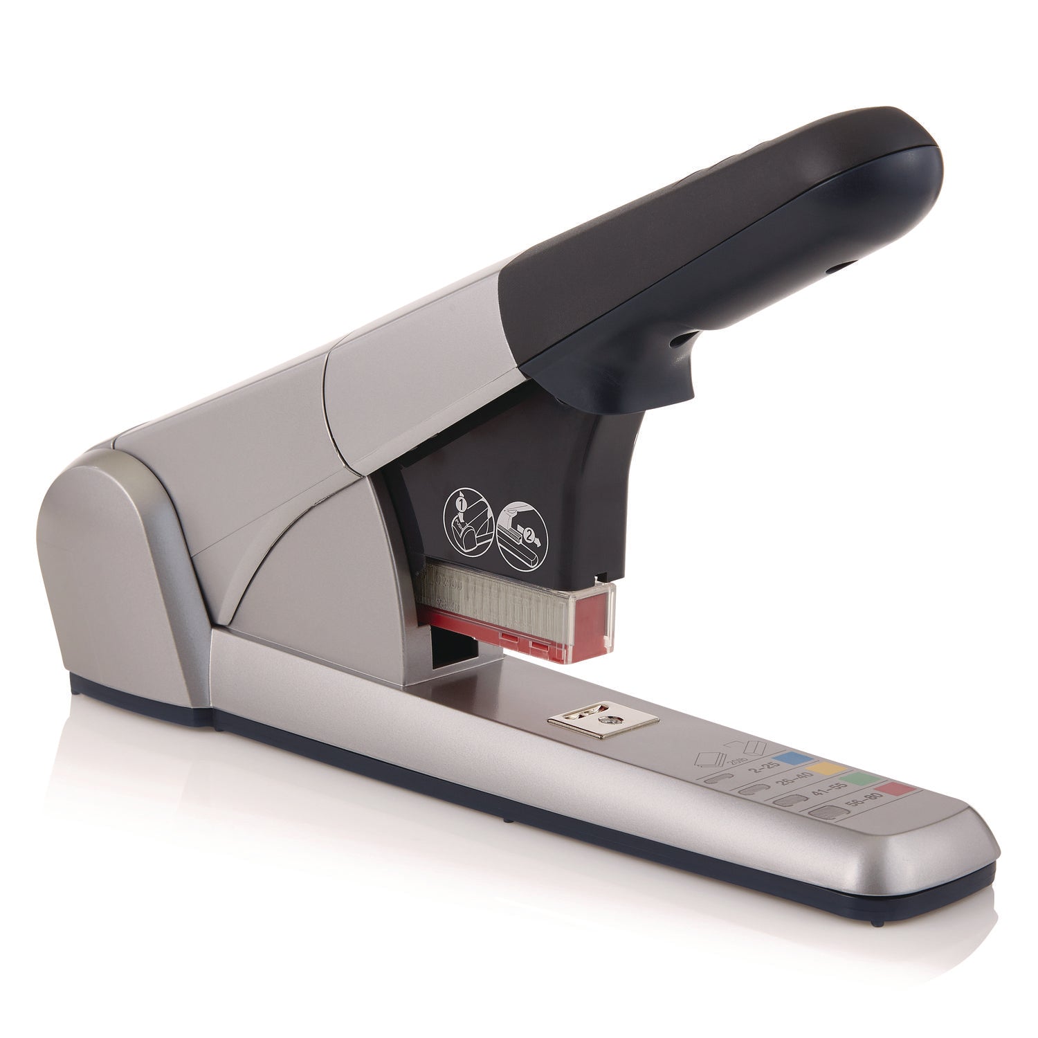 Staples Upto 80 Sheet - Holds Upto 210 Staple - 1.70" Throat Depth - Silver - 1 Each