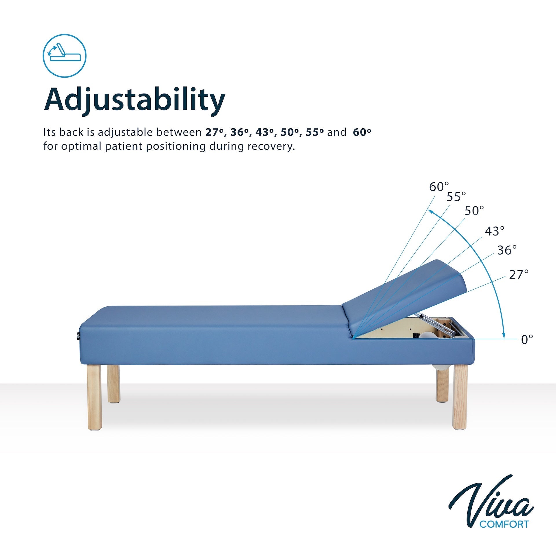 Viva Comfort Lucas Recovery Couch with Adjustable Back,Midnight Express